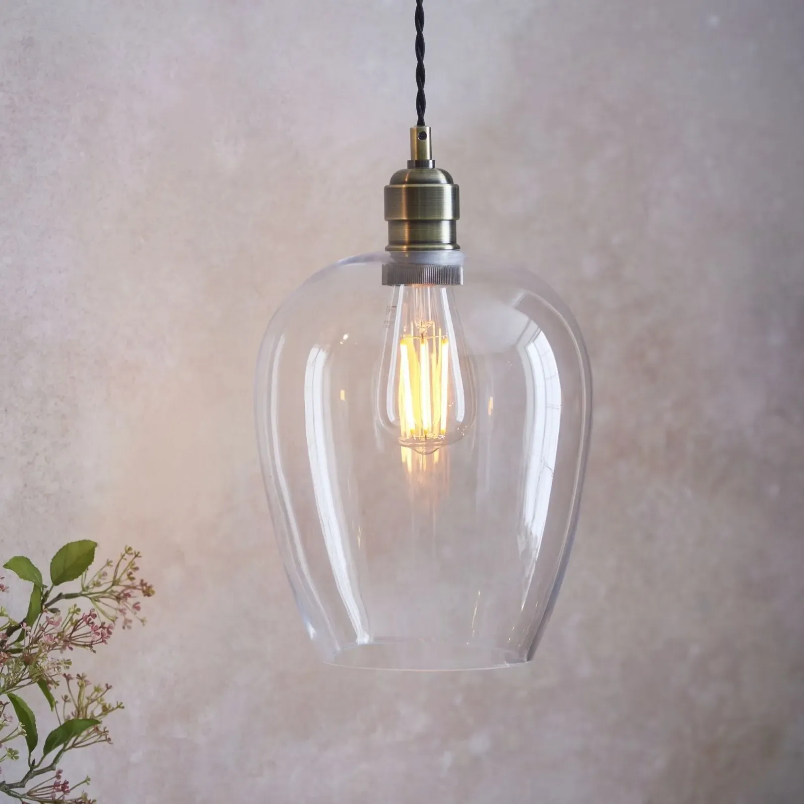 Stourton Pendant Ceiling Light - Antique Brass, Glass product