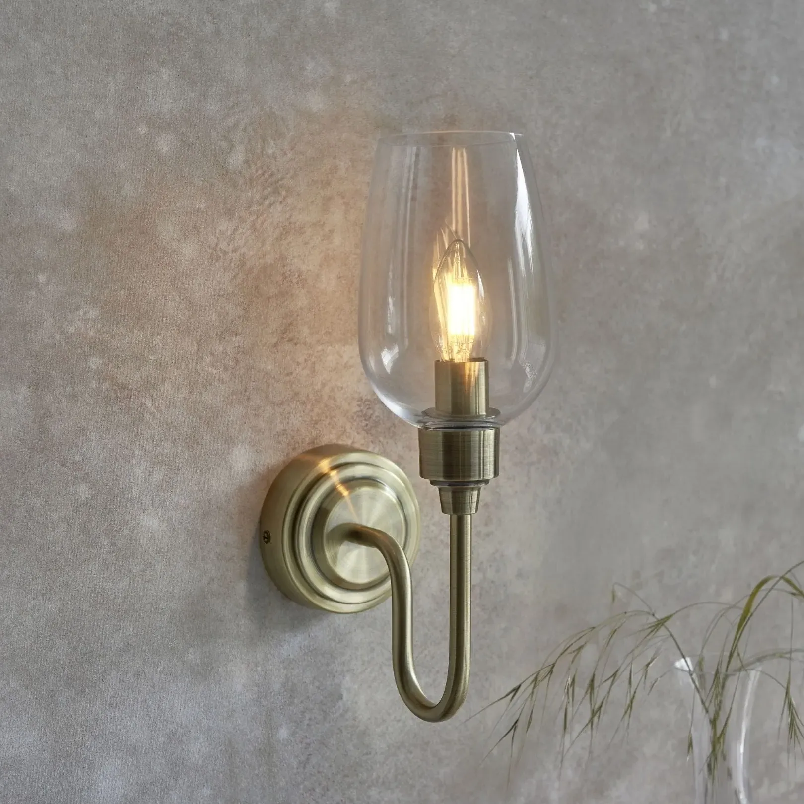 Stourton Wall Light - Antique Brass, Glass product