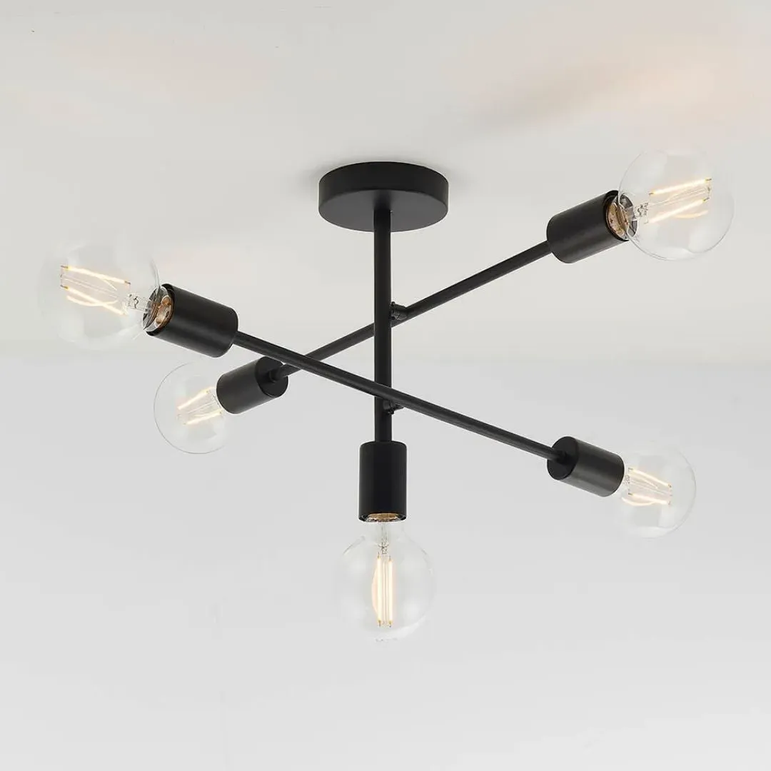 Studio 5-Light Semi Flush Ceiling Light - Black product