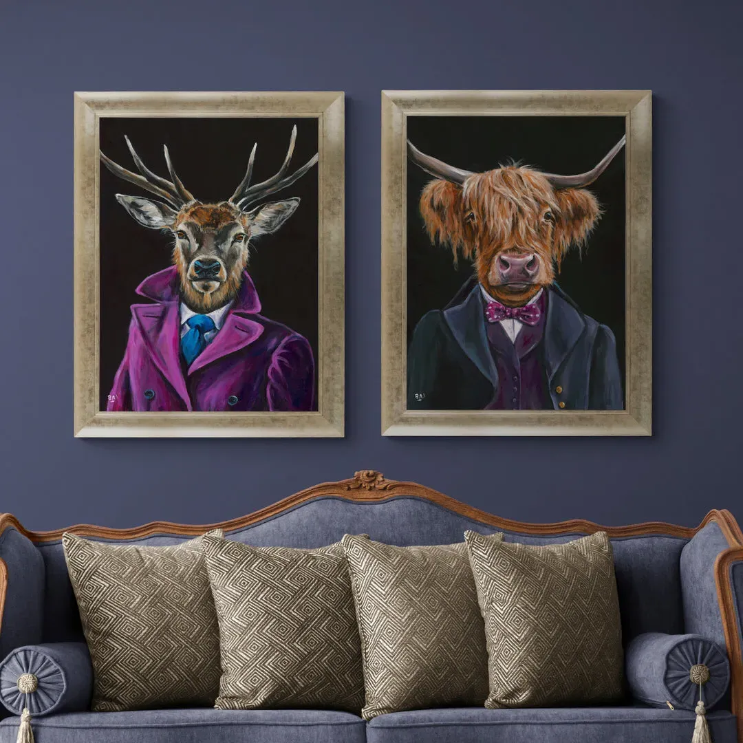 Suited Highland Cow Framed Wall Art product