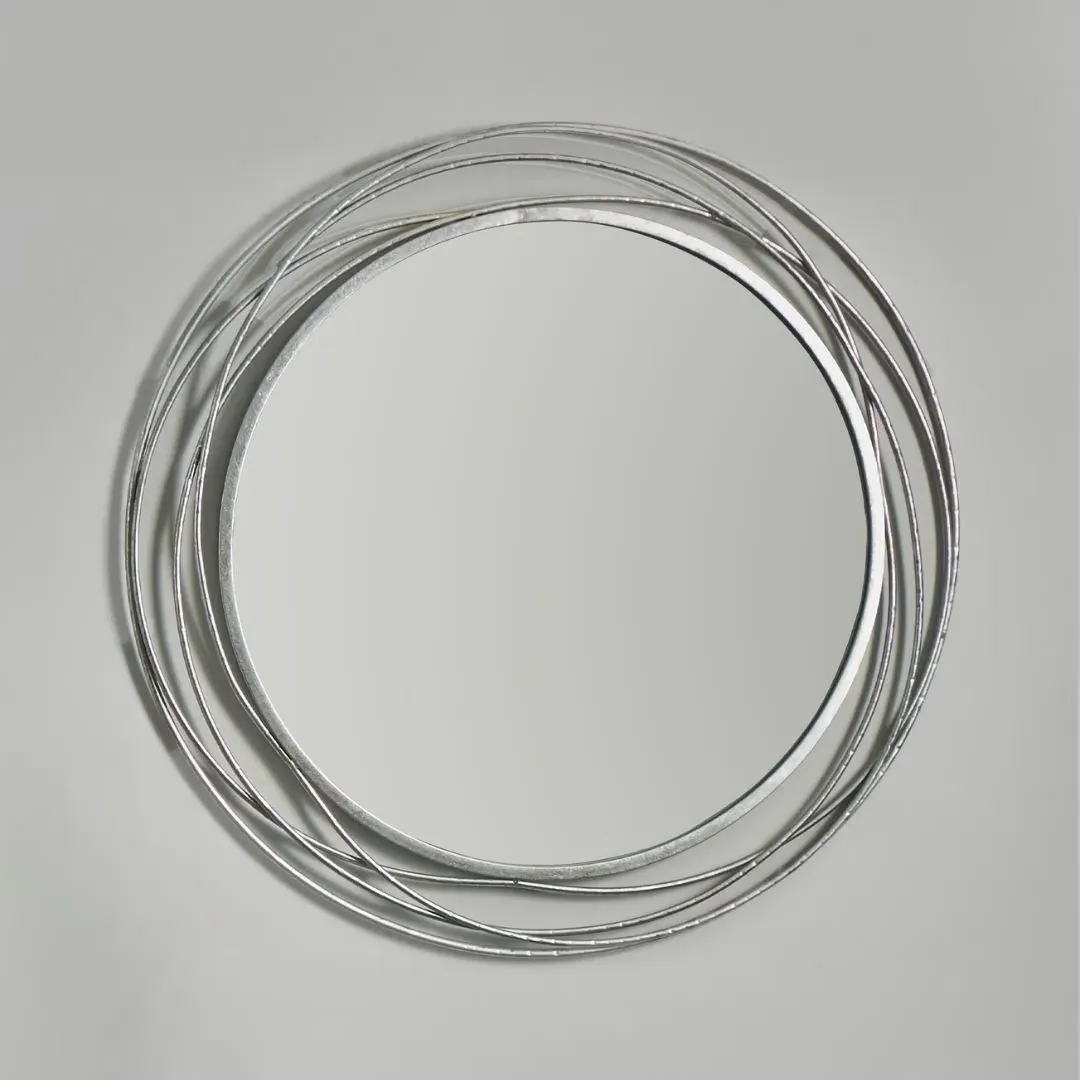 Swirl Round Wall Mirror - Antique Silver, Metal product