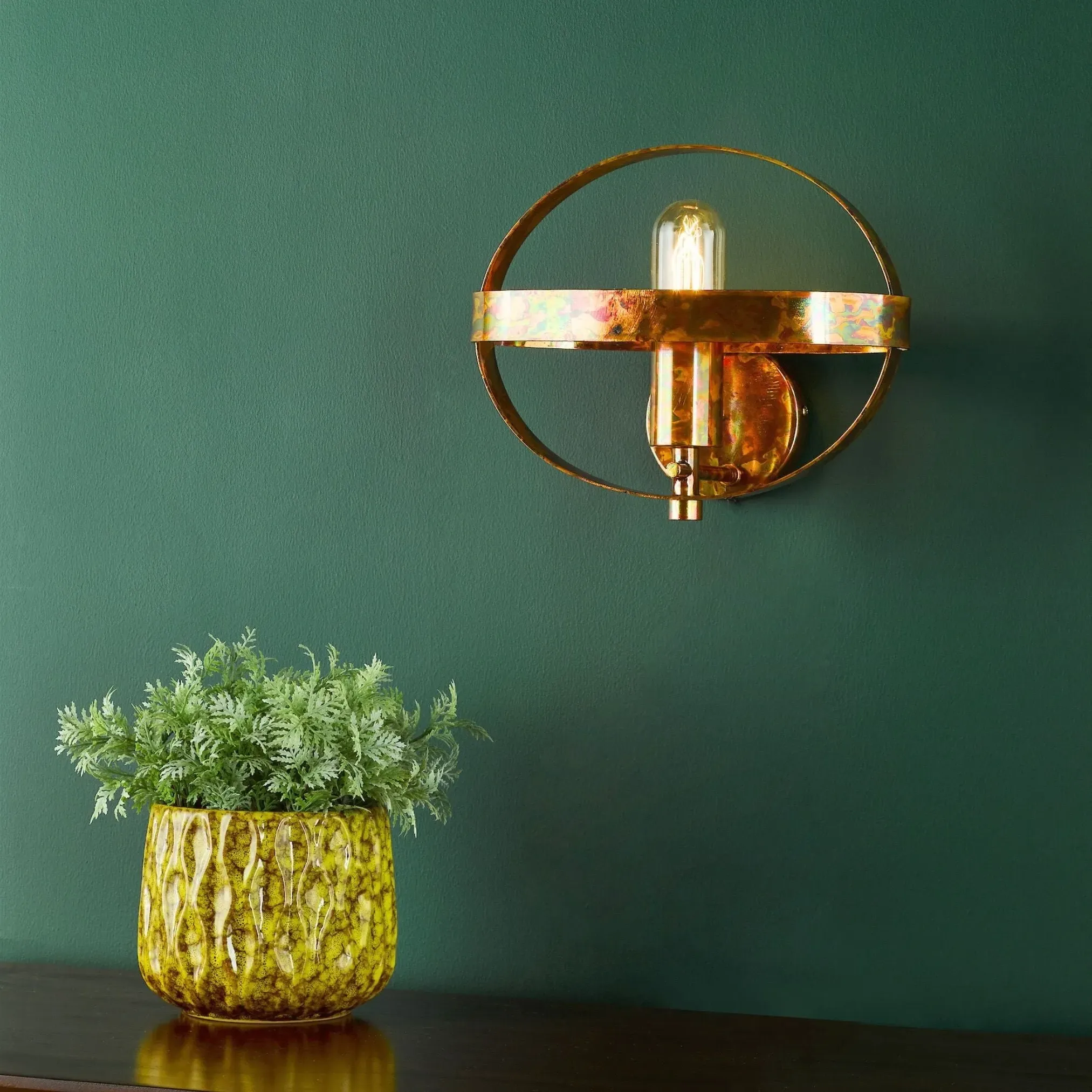 Symbol Wall Light with Exposed Lamp - Mottled Copper product