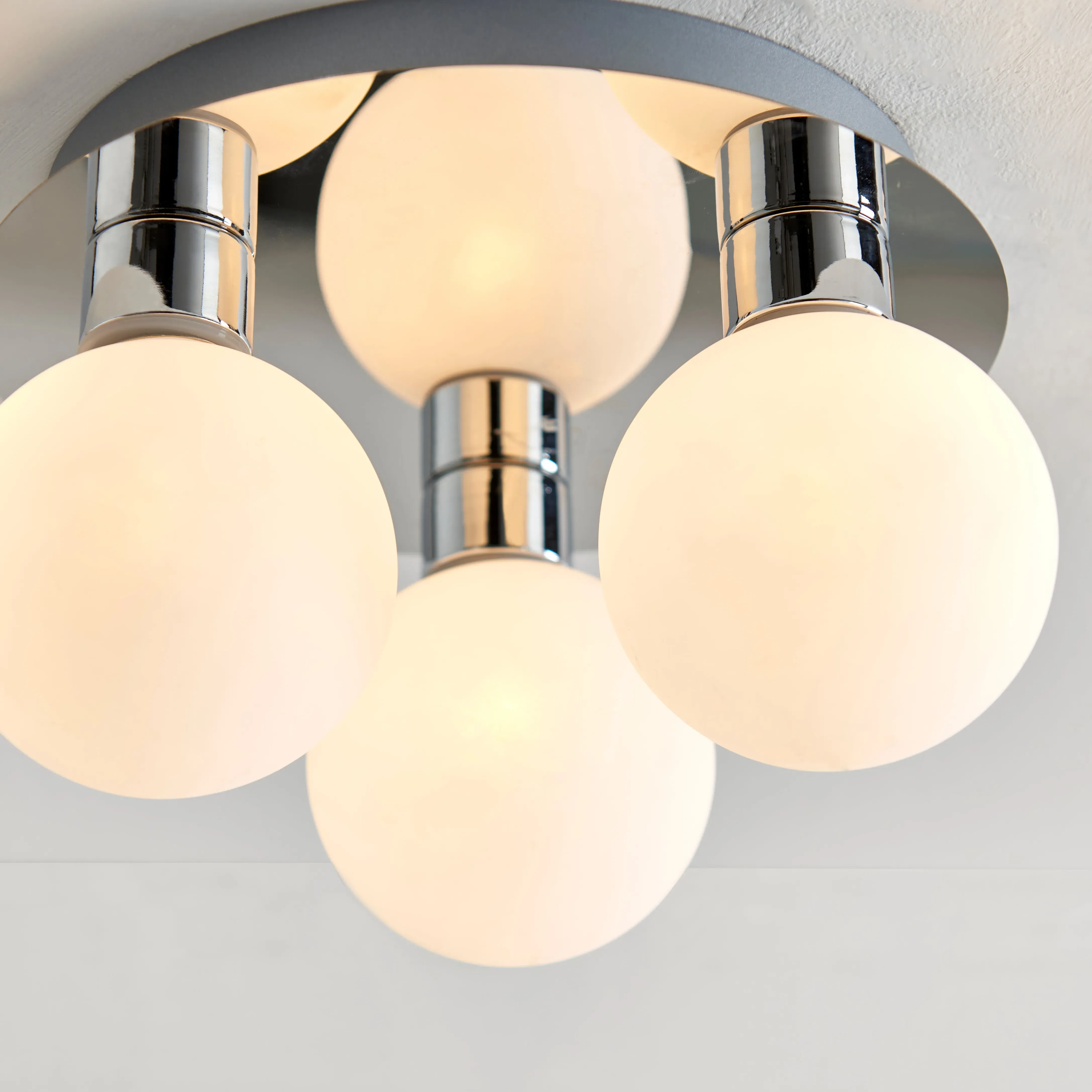 Tago 3-Light Semi Flush Ceiling Light - Chrome, Opal Glass product