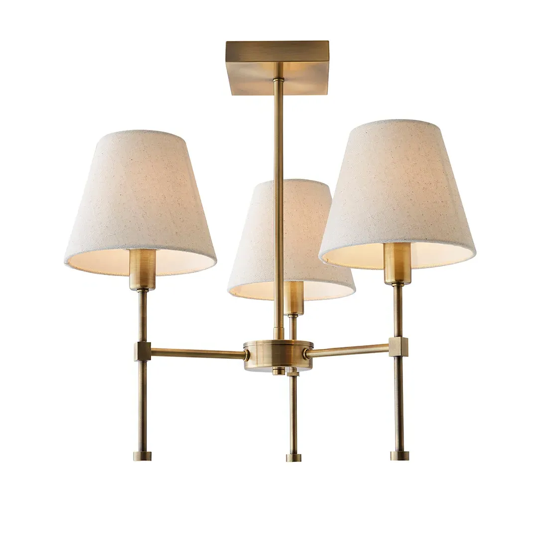 Taliah 3-Light Semi-Flush Ceiling Light - Antique Brass product