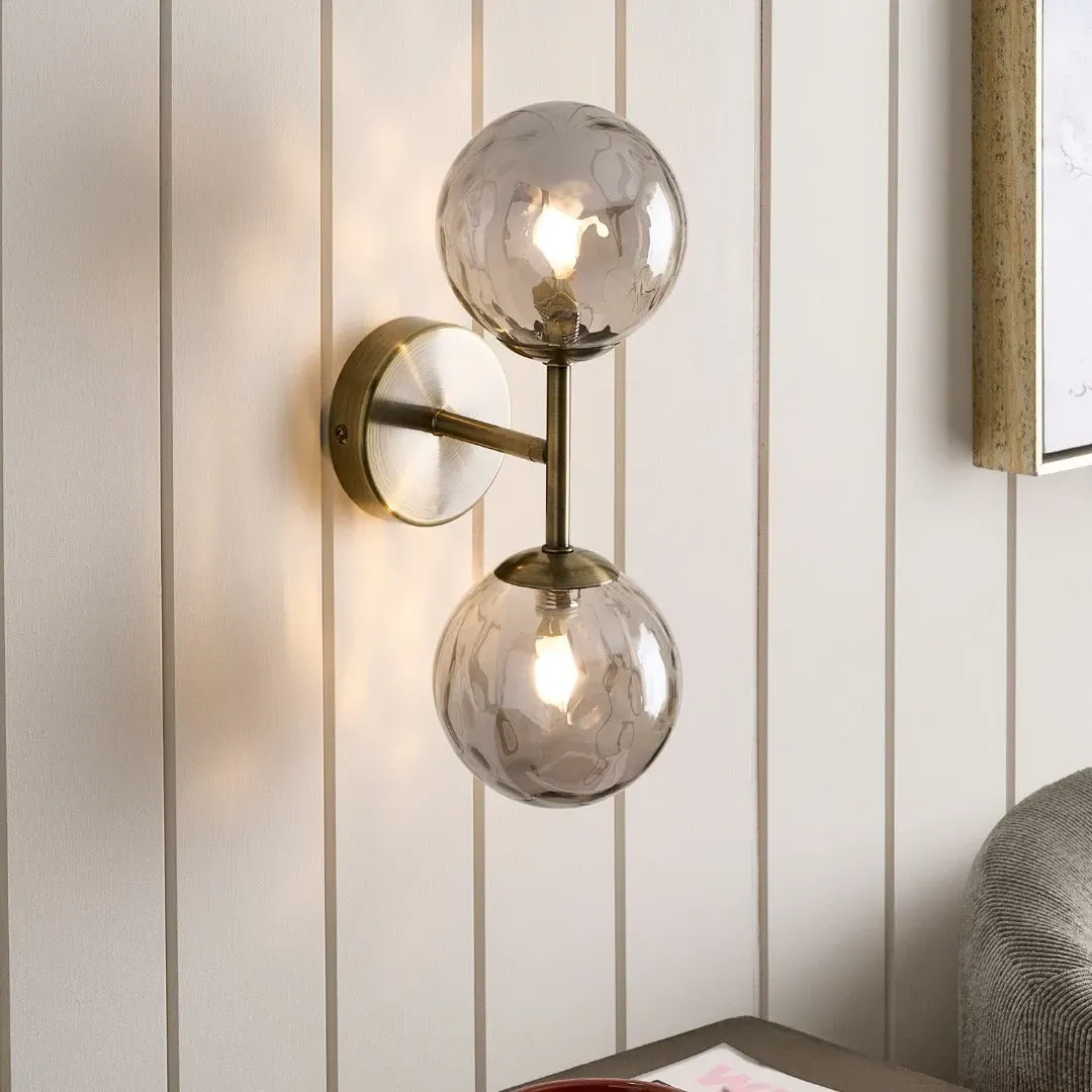Tamara 2-Light Wall Light - Antique Brass, Glass product