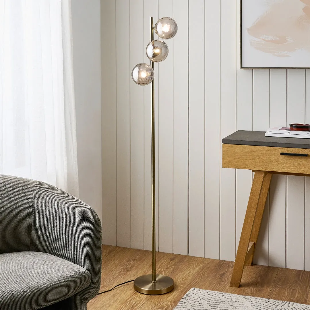 Tamara 3-Light Floor Lamp - Antique Brass, Glass product