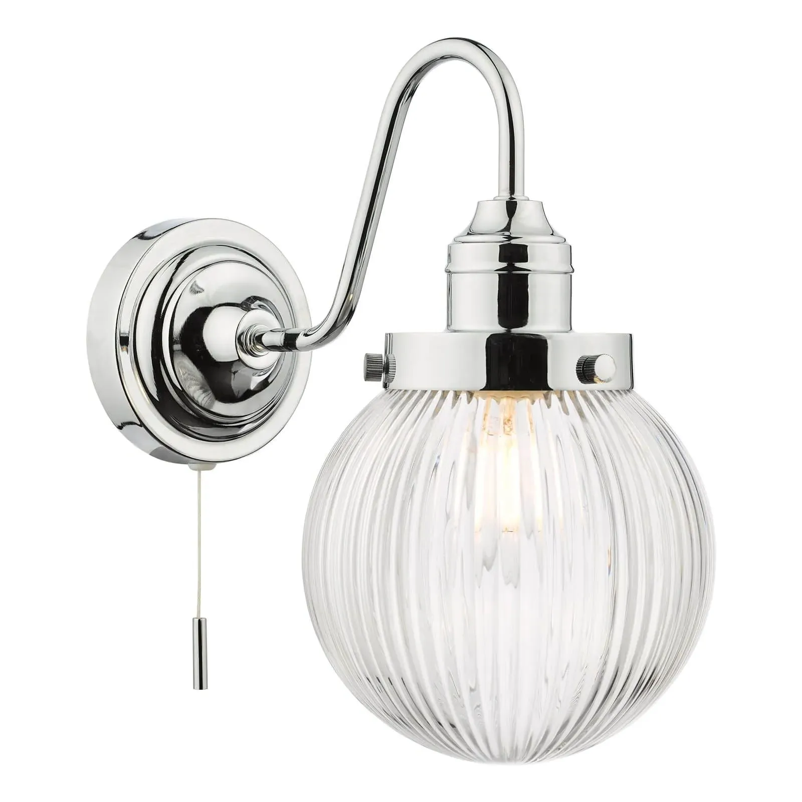 Tamara IP44 Ribbed Glass Wall Light - Polished Chrome product