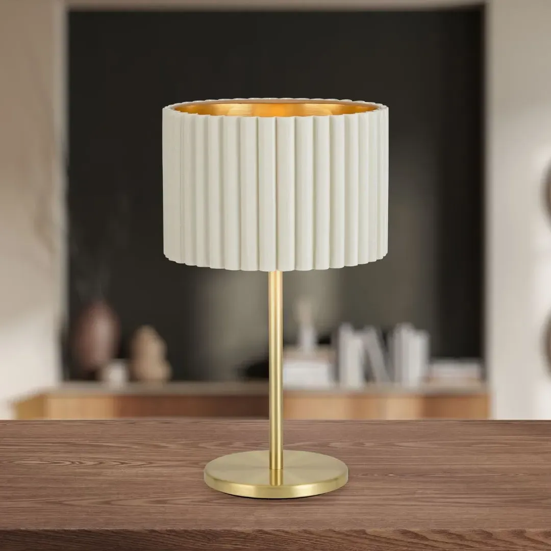 Tamaresco Table Lamp with White Shade - Satin Brass product