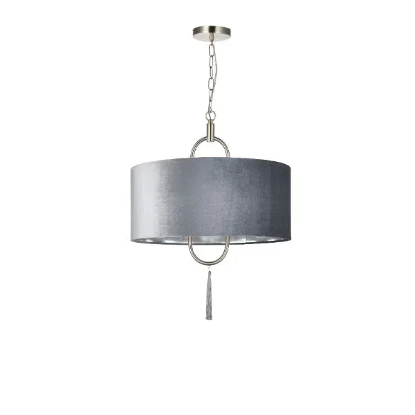 Tassel Ceiling Pendant - Grey, Satin Nickel product