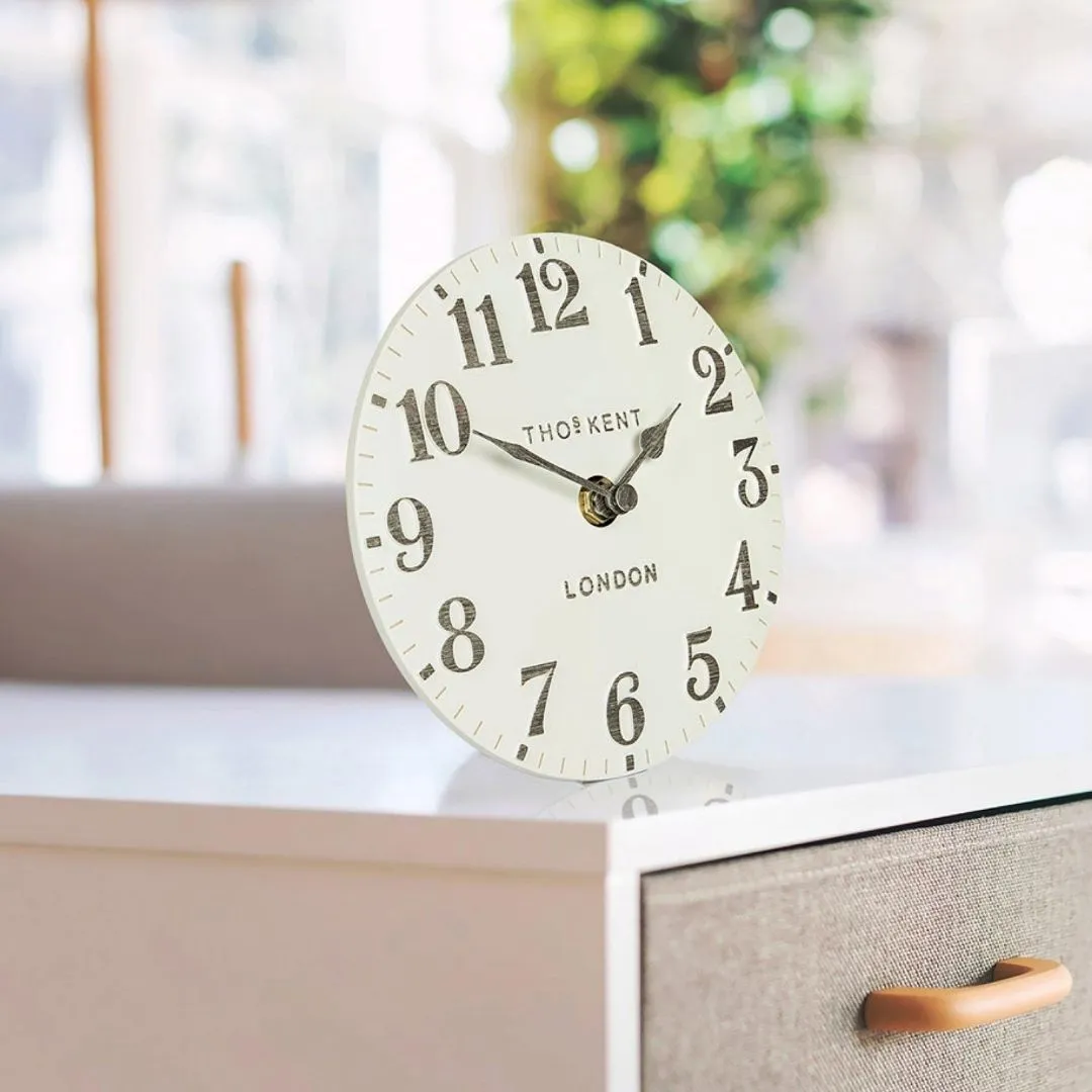 Thomas Kent Arabic Round Mantel Clock - Limestone product