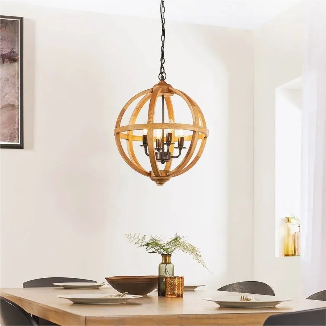 Toba 4-Light Pendant Ceiling Light - Mango Wood product