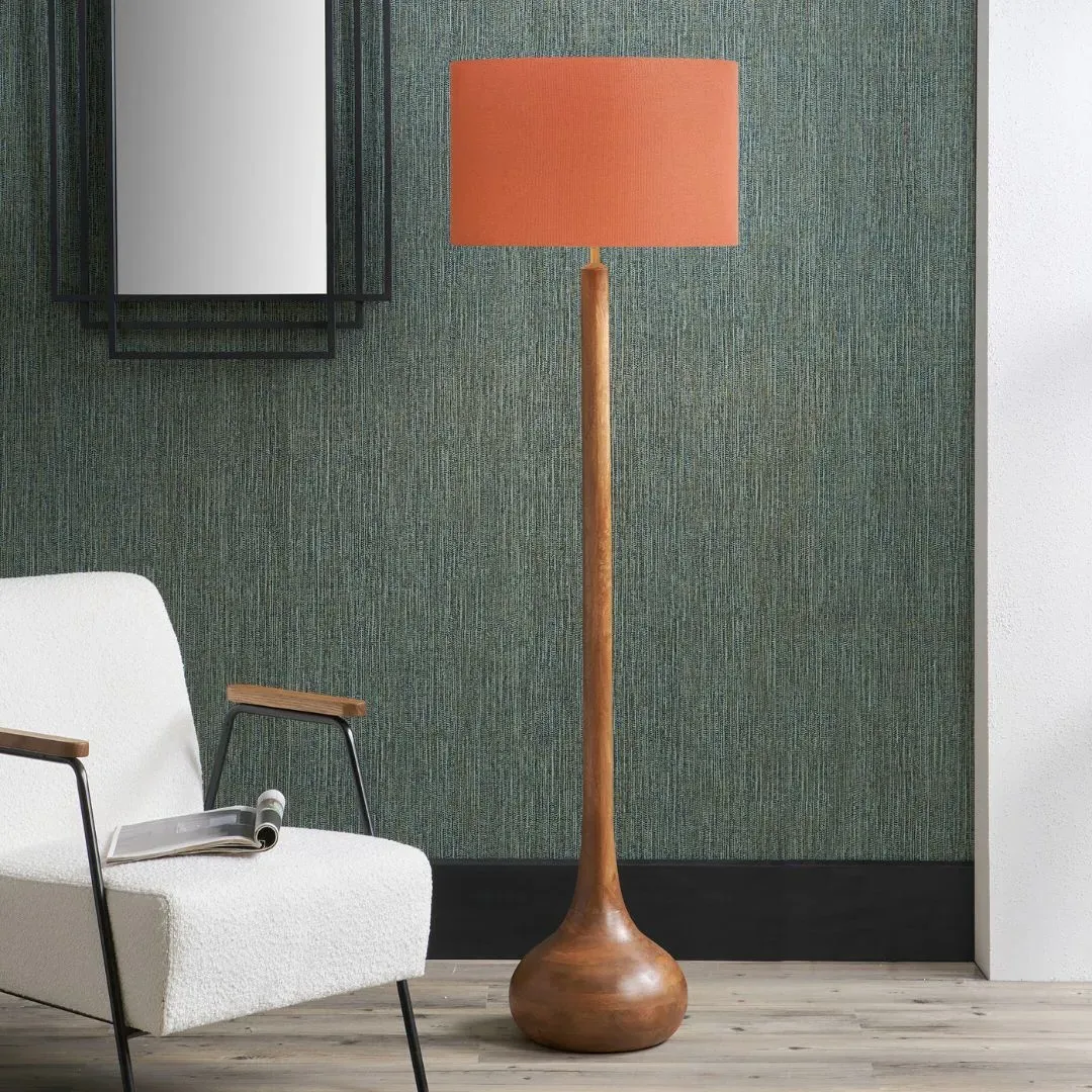 Toma Wood Floor Lamp with Dark Orange Shade product