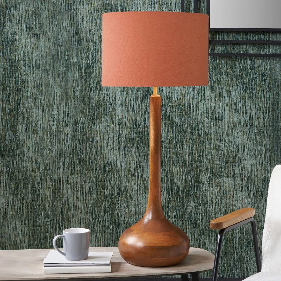 Toma Wood Table Lamp with Dark Orange Shade product