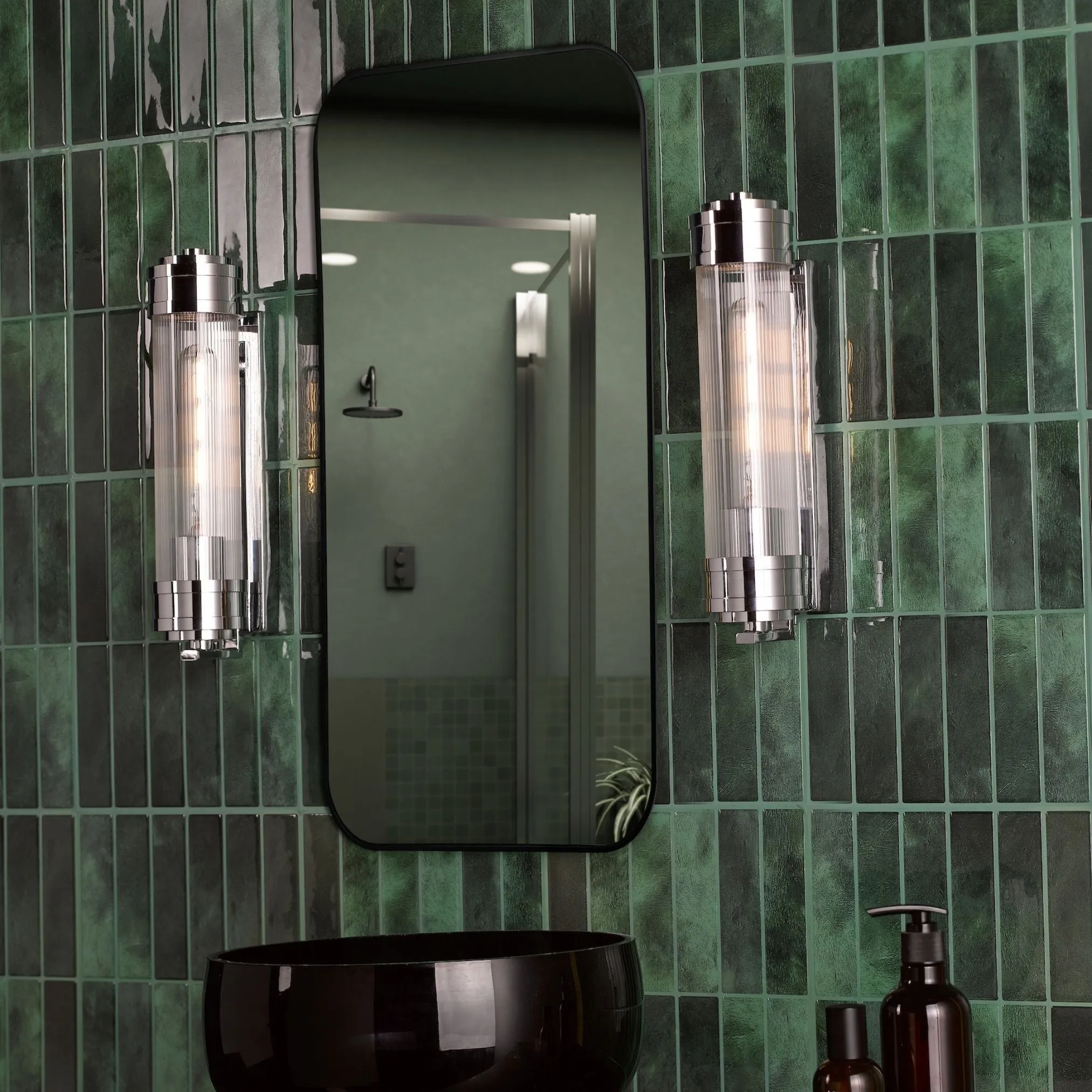 Tommaso IP44 Wall Light - Polished Nickel, Glass product