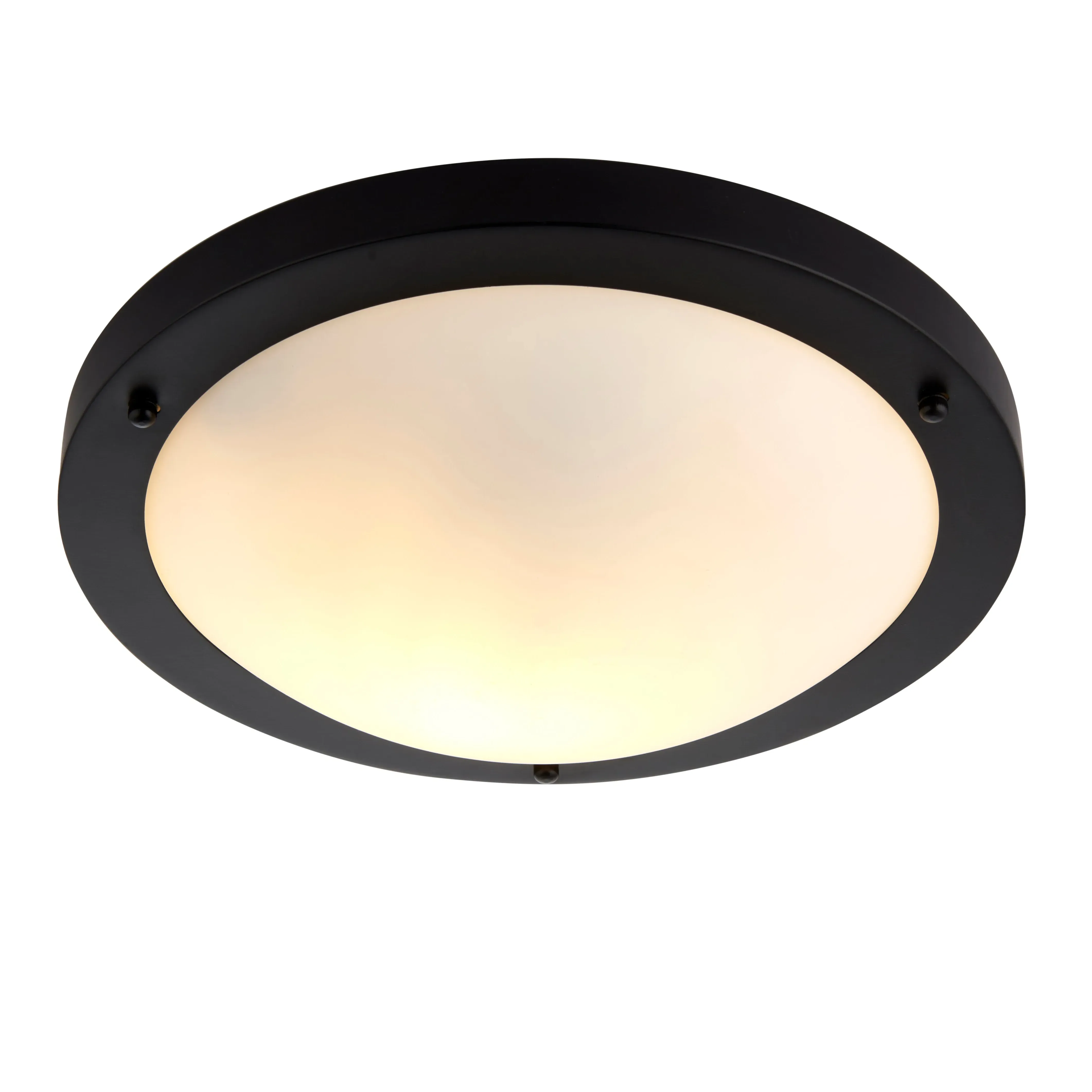 Toronto IP44 Flush Ceiling Light - Matt Black, Frosted Glass product