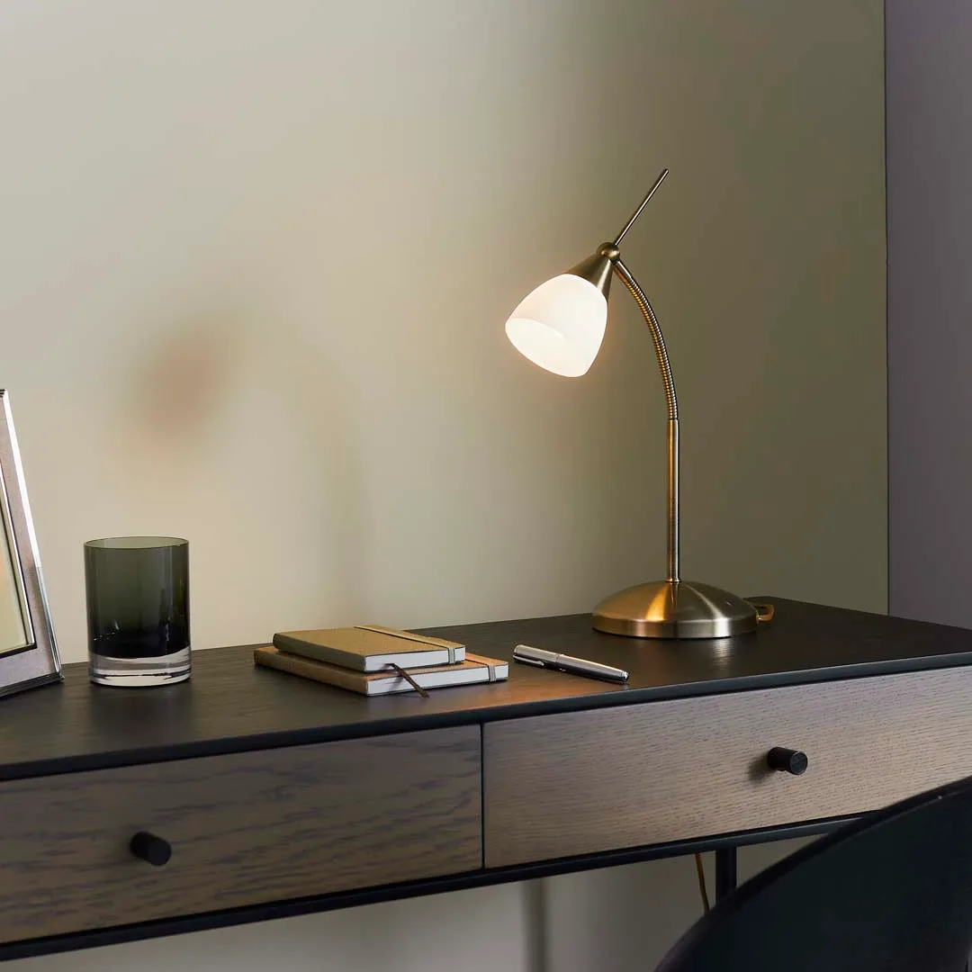Touch Desk Table Lamp Adjustable Arm - Antique Brass, Glass product