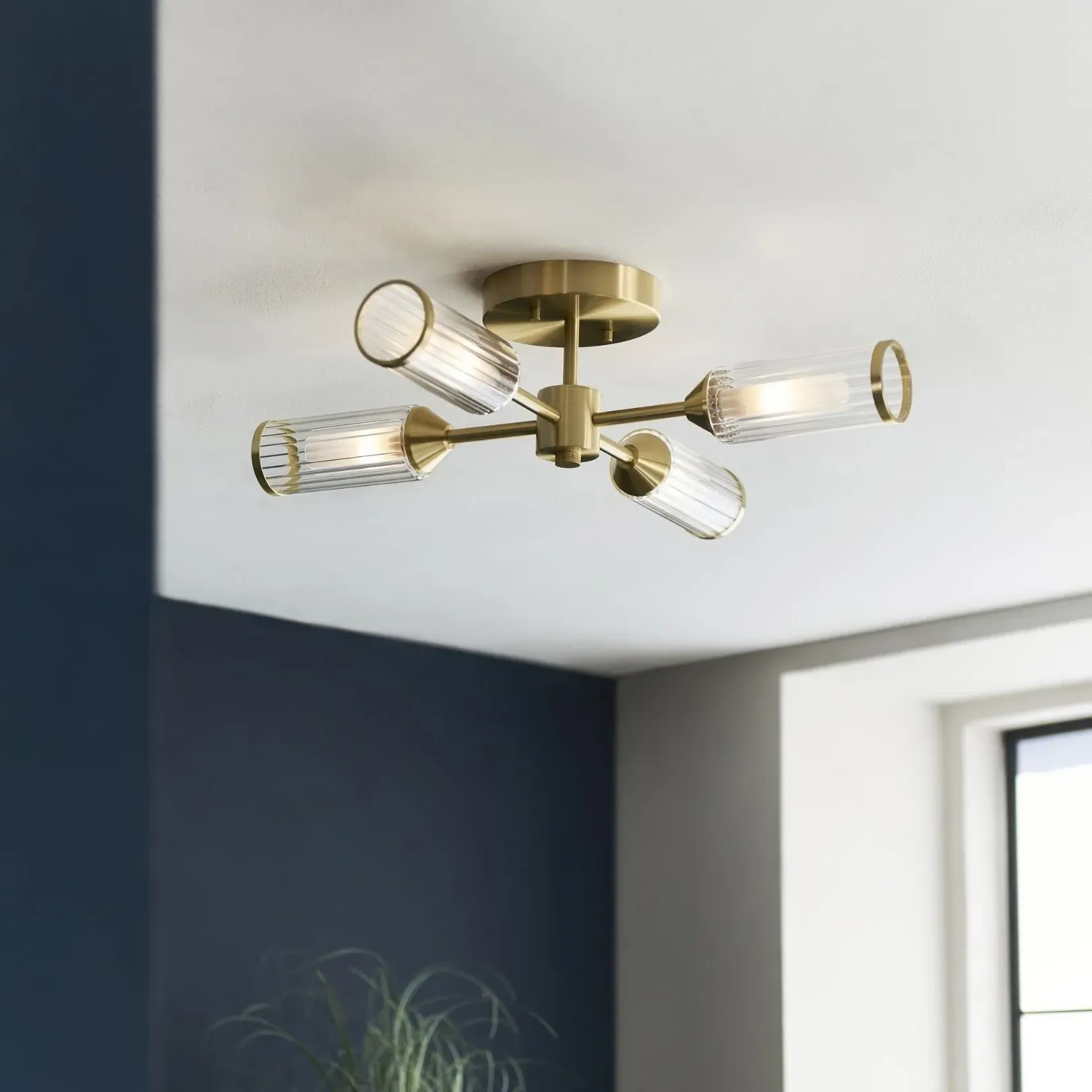 Tour 4-Light Semi Flush Ceiling Light - Gold, Glass product