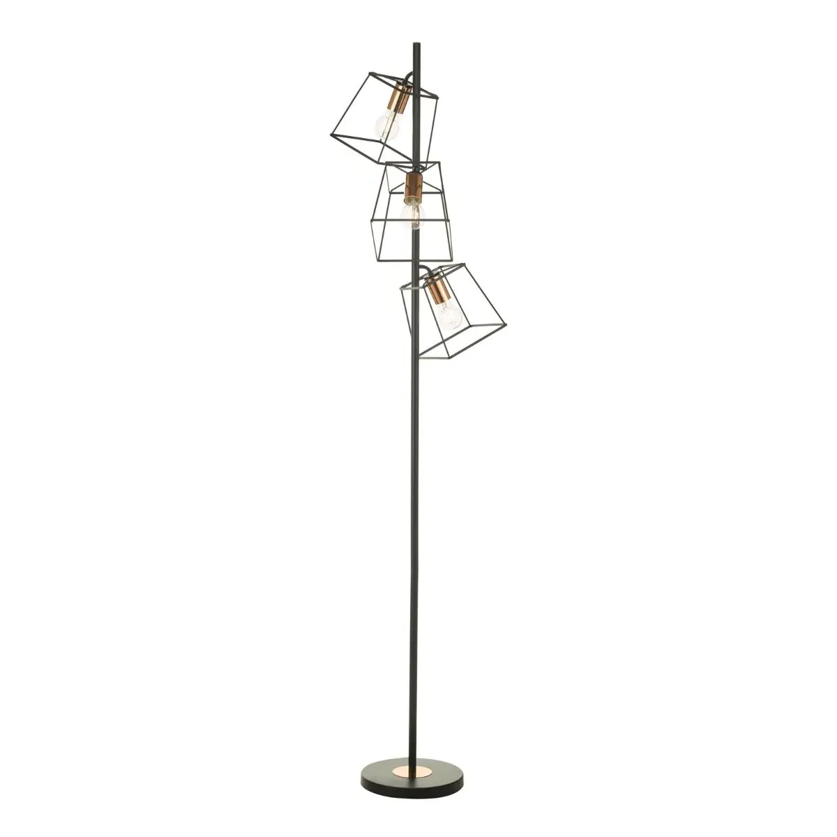 Tower 3-Light Floor Lamp - Black, Copper product