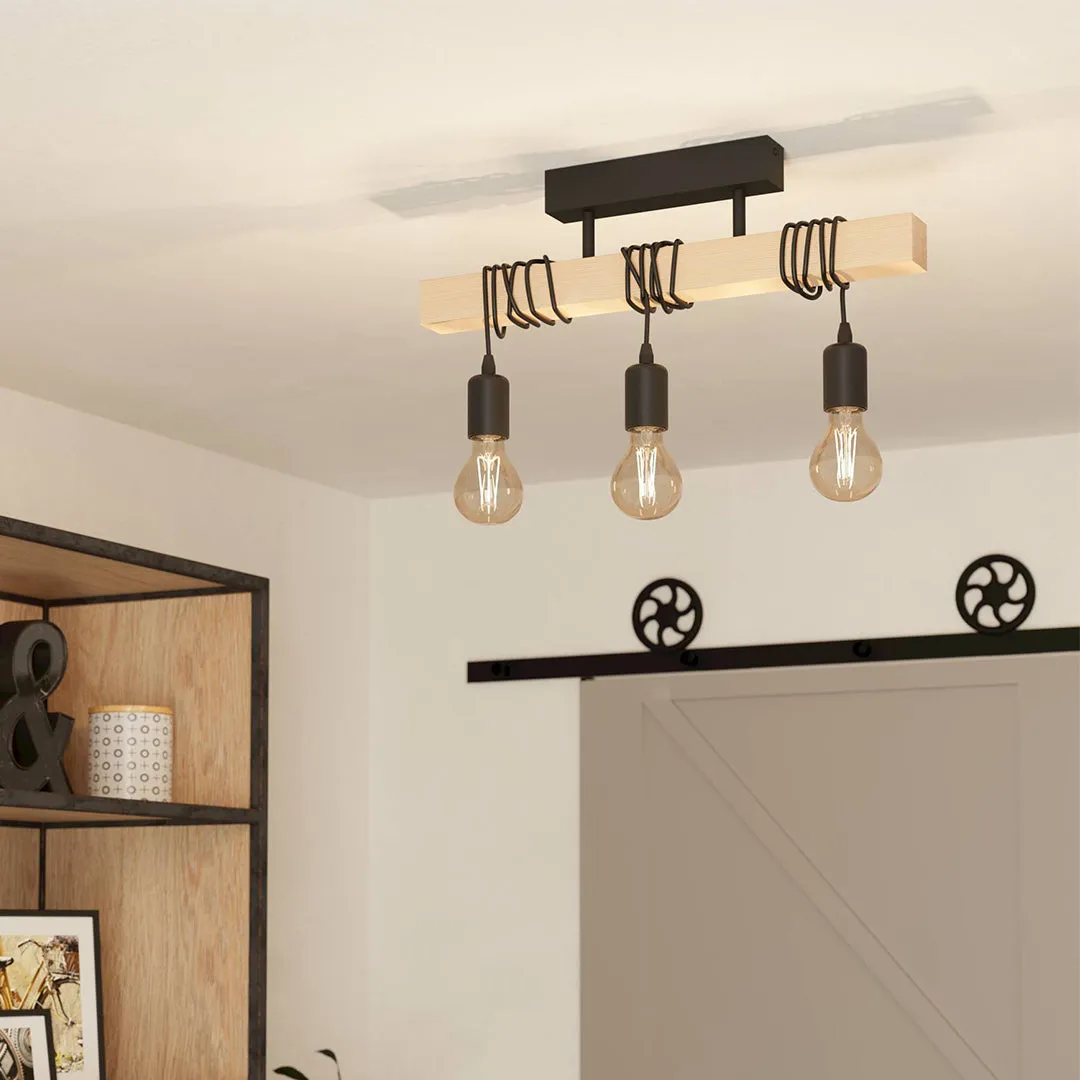 Townshend 3-Light Wooden Ceiling Light - Black product