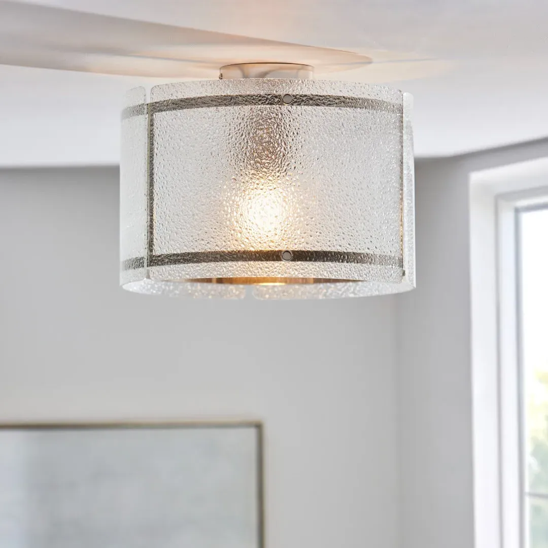 Traynor Flush Ceiling Light Dimmable - Clear, Satin Nickel product