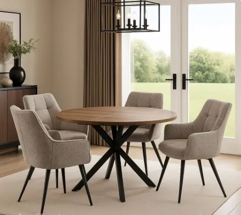 Tuscany Extendable Dining Set with 4 Poppy Chairs - Dark Oak product