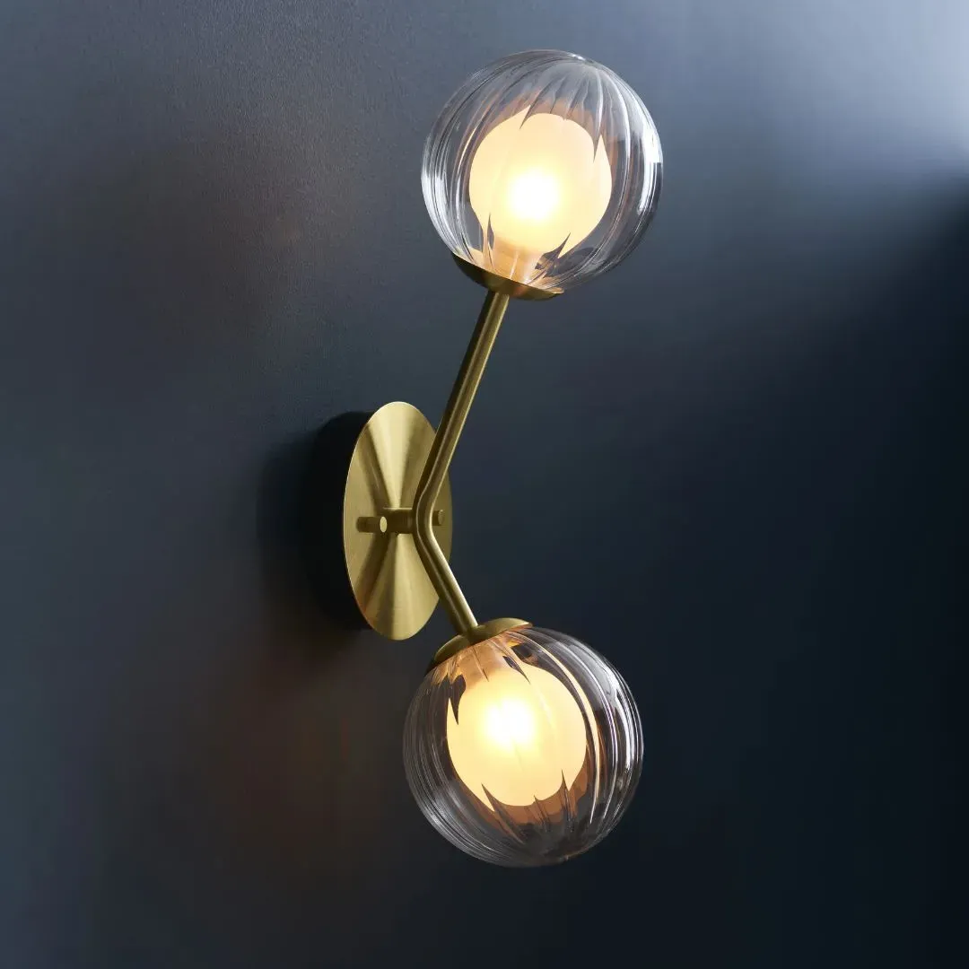 Udo 2-Light Wall Light - Satin Brass, Glass product
