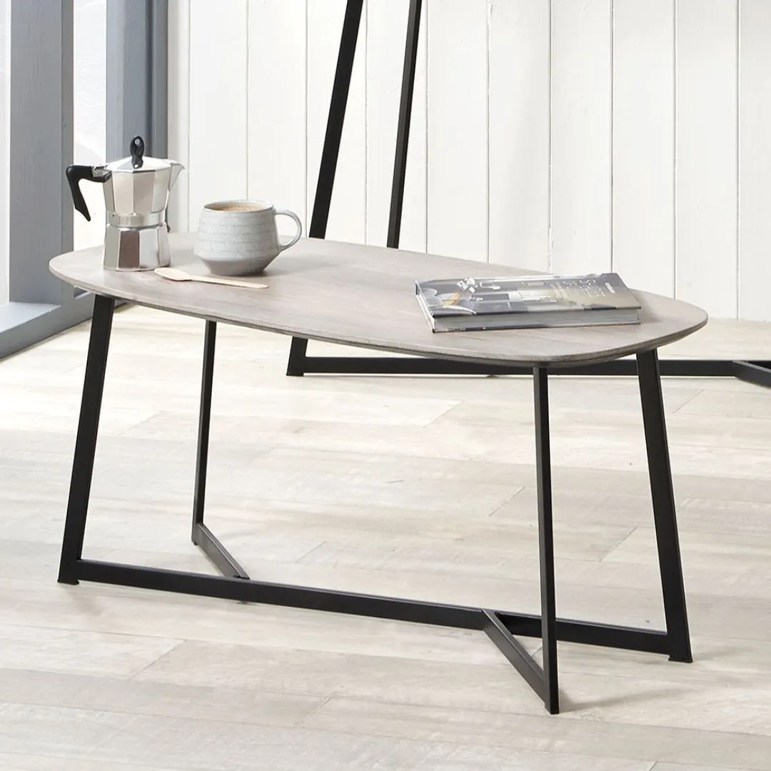Ukiah Coffee Table - Grey Oak, Black Metal product