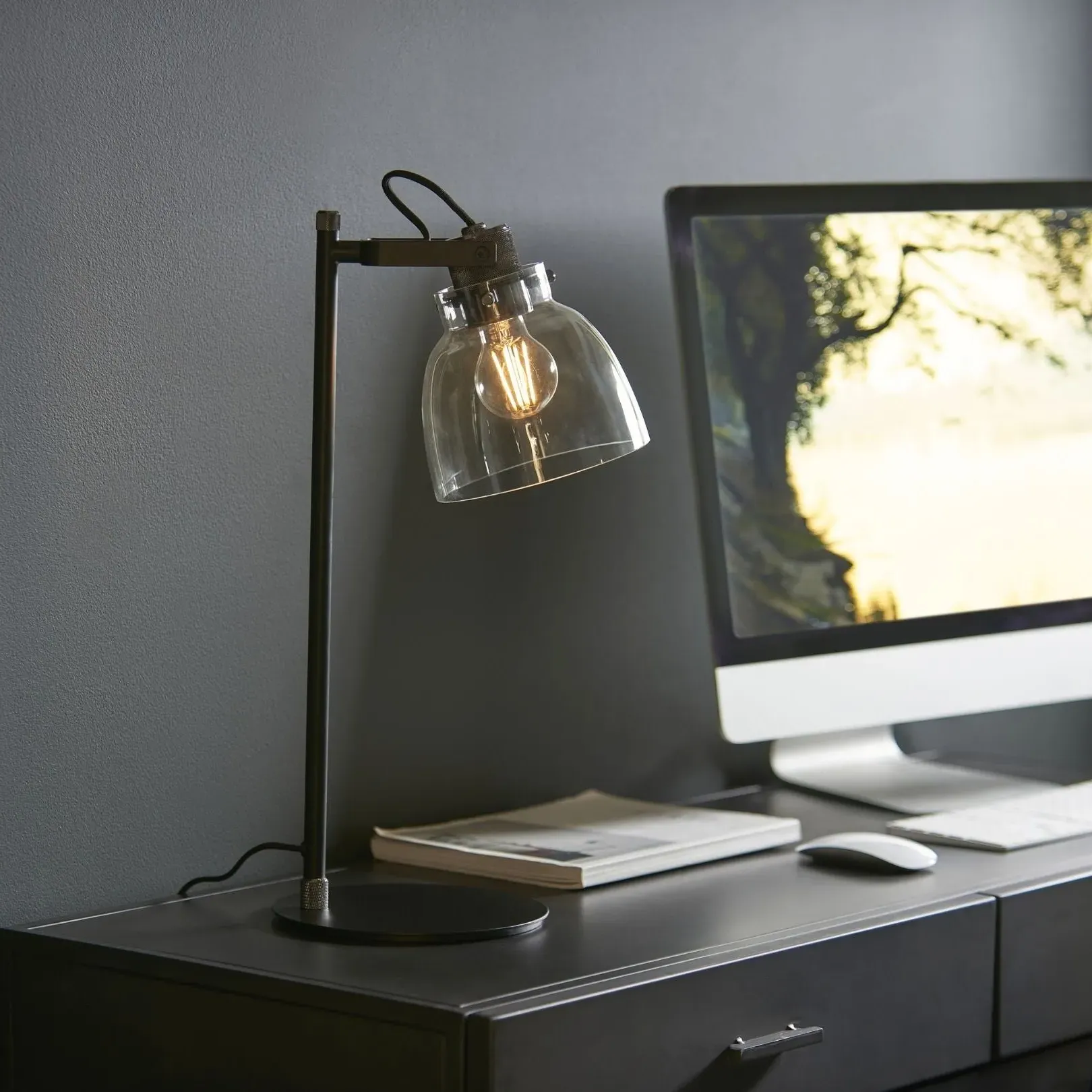 Urban Desk Table Lamp Adjustable - Matte Black, Glass product