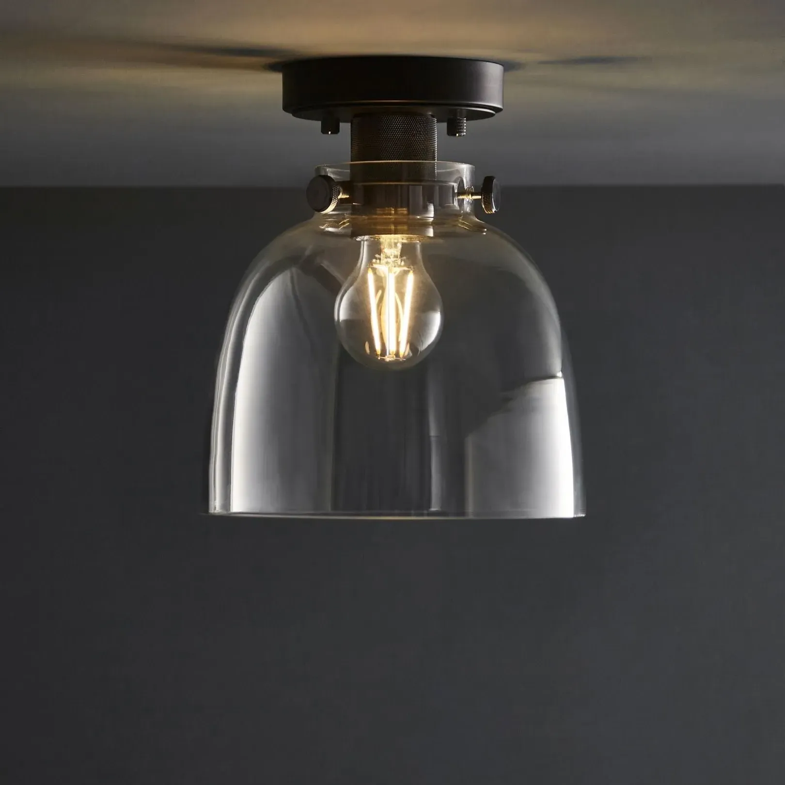 Urban Flush Ceiling Light - Matte Black, Glass product
