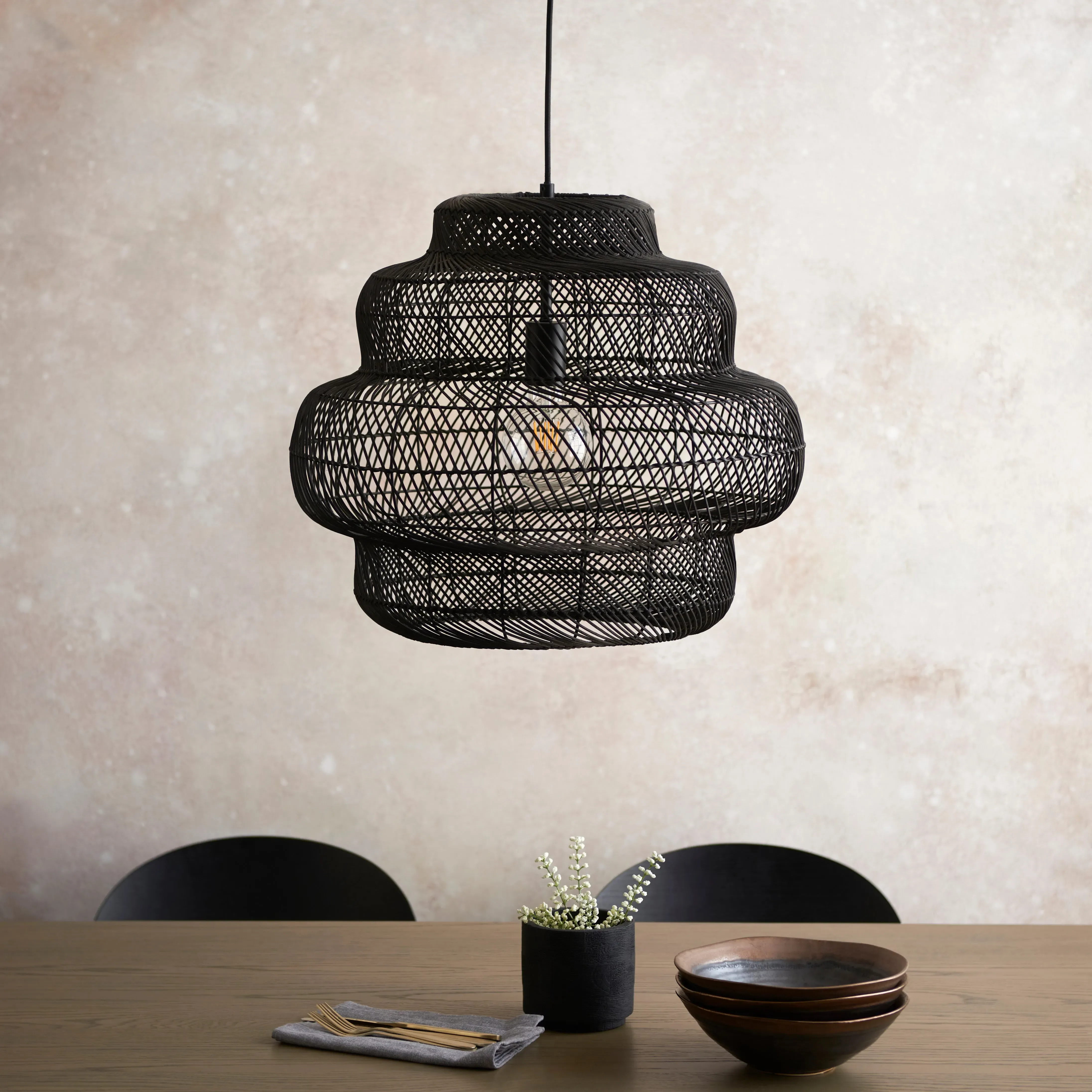 Vanda Rattan Ceiling Pendant - Black product