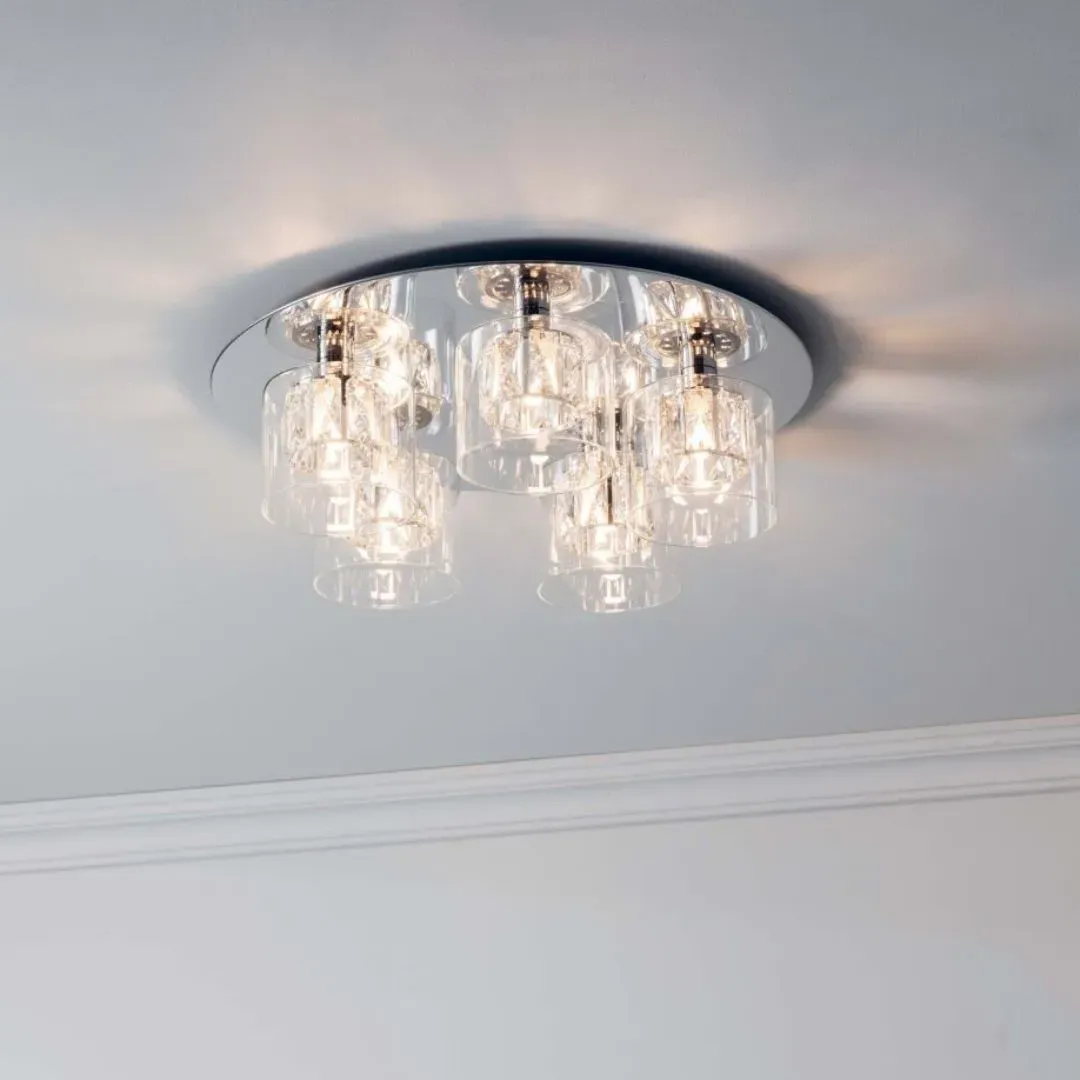 Verina 5-Light Flush Ceiling Light - Chrome, Crystal product