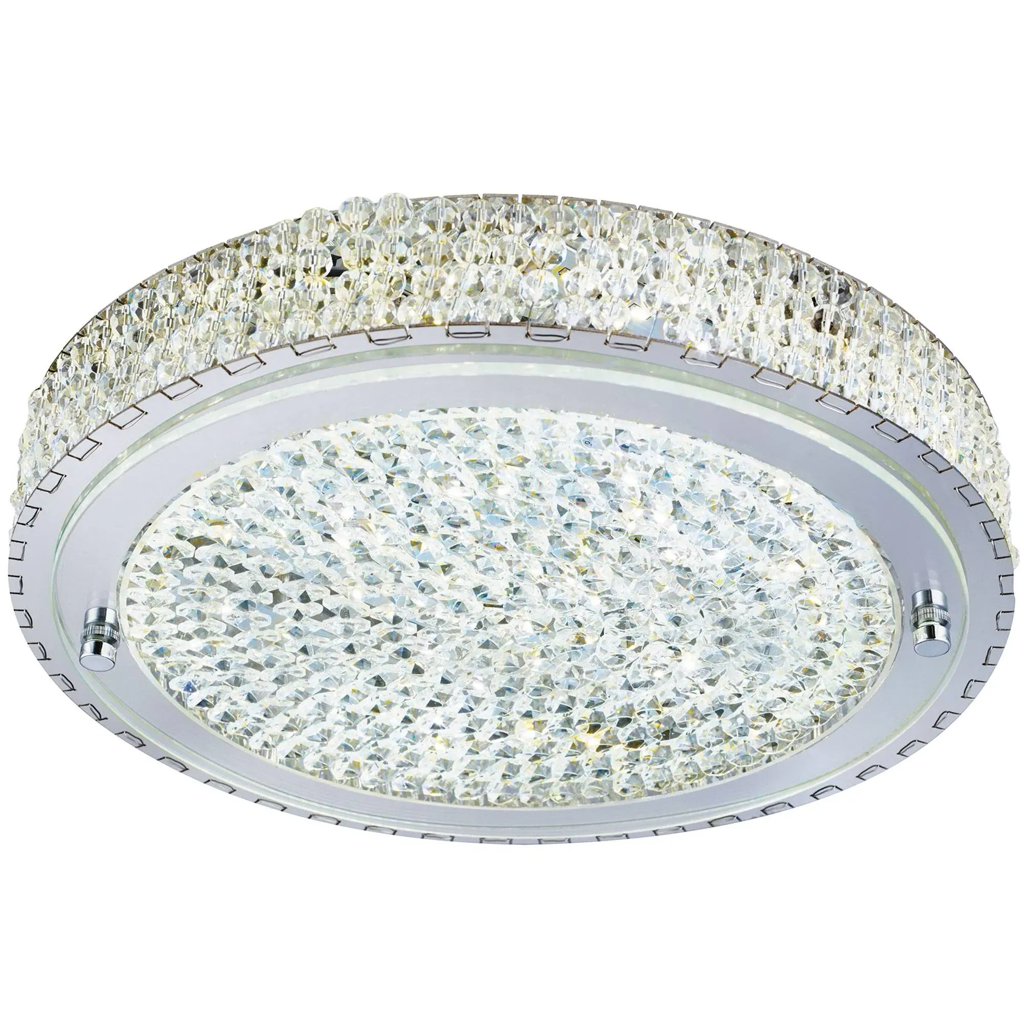 Vesta Large Round Flush Ceiling Light - Chrome, Crystal product