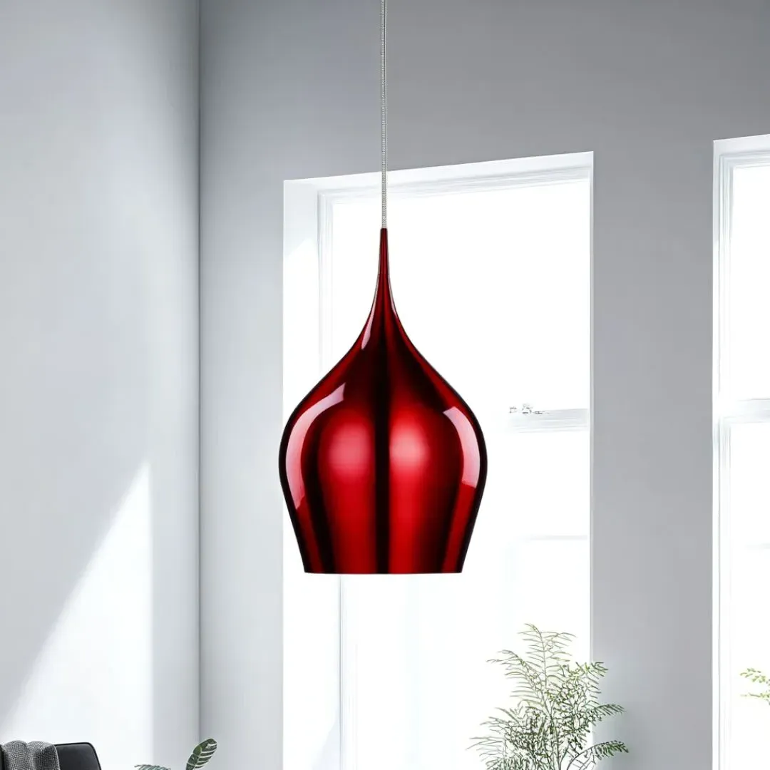 Vibrant 1-Light Pendant Ceiling Light - Red, Metal product