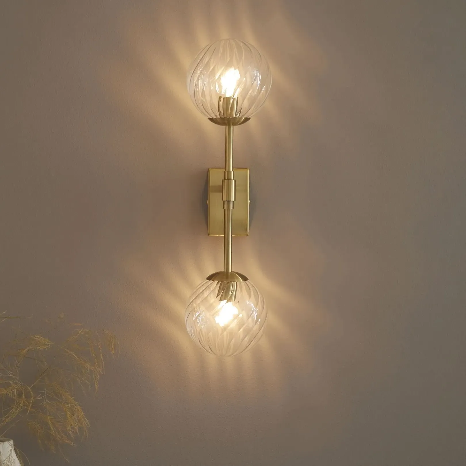 Vitali 2-Light Wall Light - Brass, Glass product