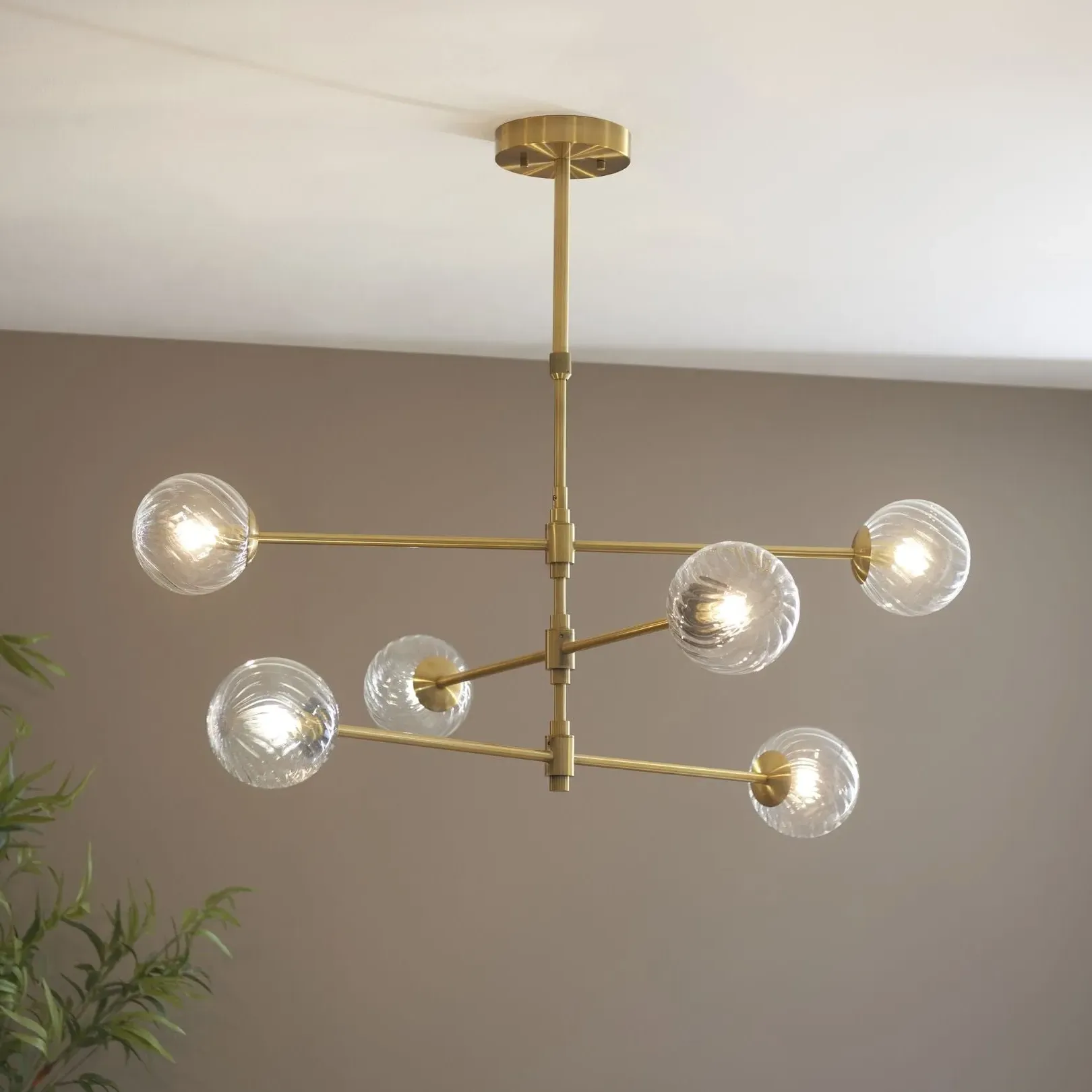 Vitali 6 Light Pendant Ceiling Light - Brass, Glass product