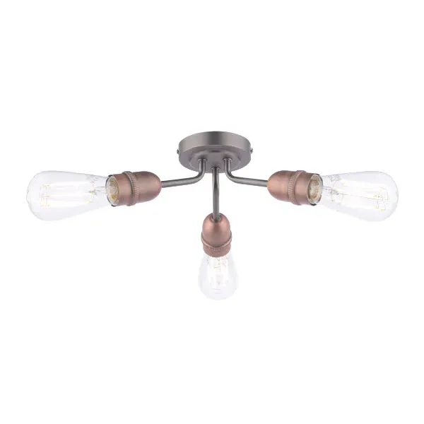 Vitor 3-Light Semi Flush Ceiling Light - Black, Copper product
