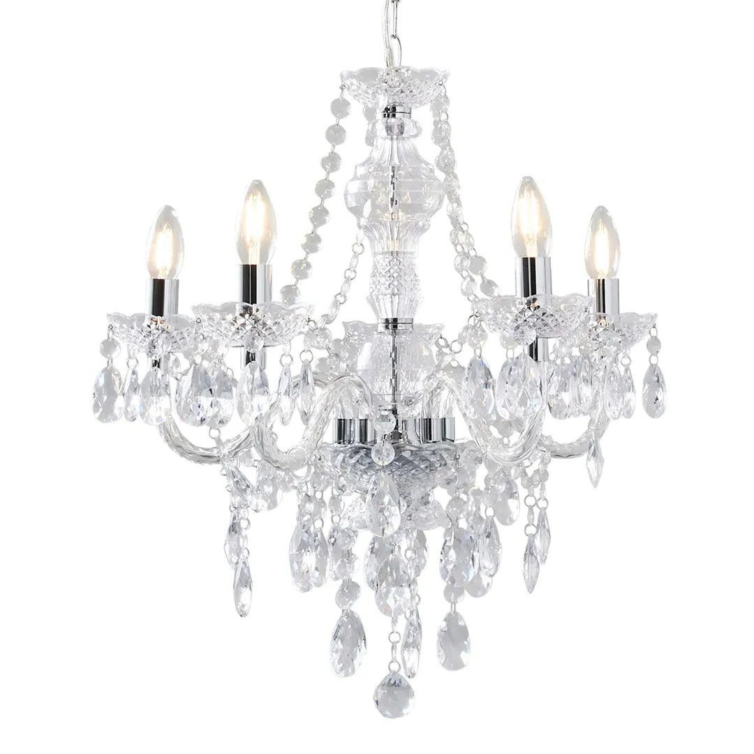 Vivienne 5-Light Chandelier Ceiling Pendant - Clear, Chrome product