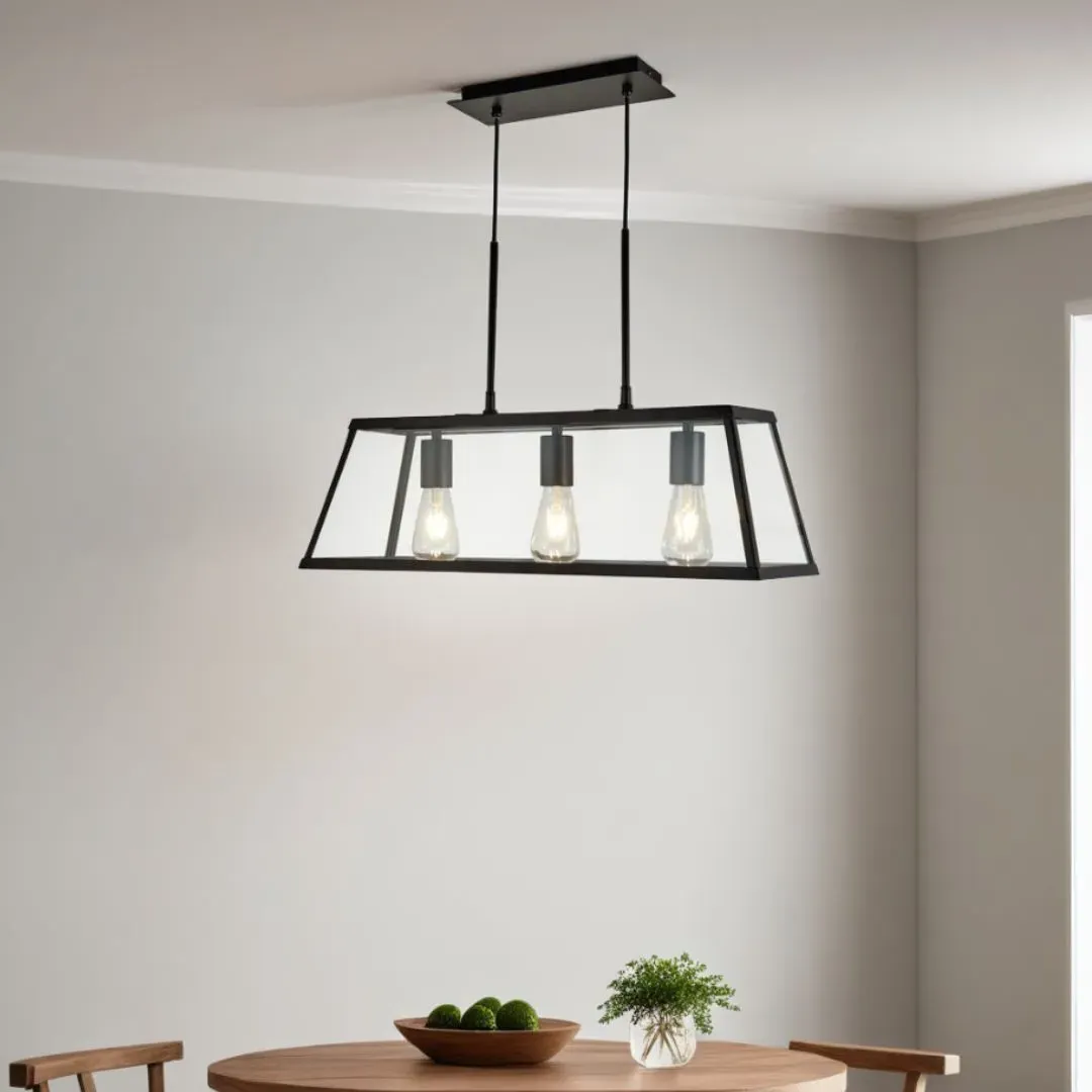 Voyager 3-Light Pendant or Flush Ceiling Light - Black, Glass product