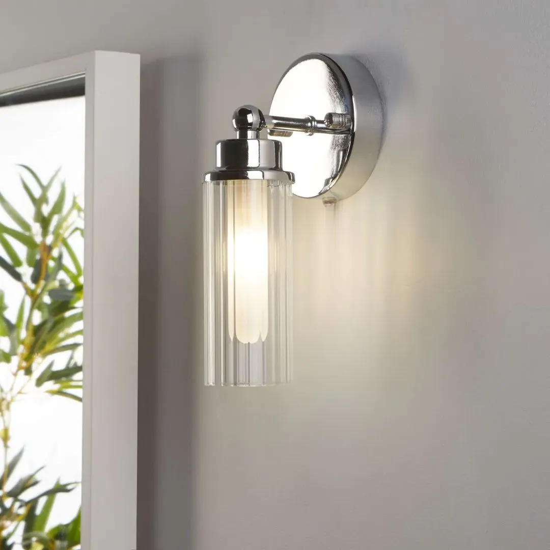 Vurton Cylinder Bathroom Wall Light - Chrome, Glass product