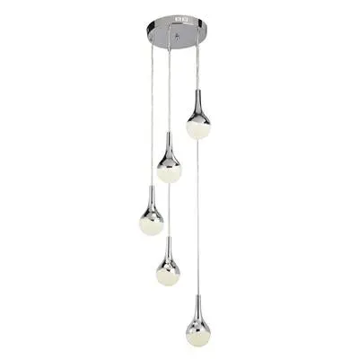 Wave Teardrop 5-Light LED Multidrop Pendant - Chrome product