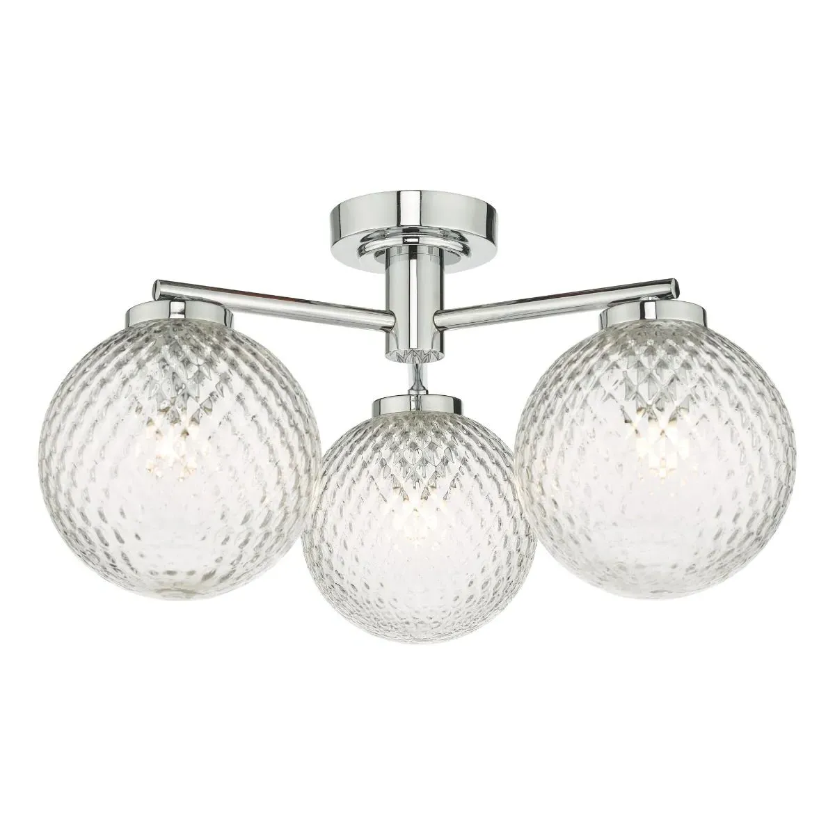 Wayne IP44 3-Light Semi Flush Ceiling Light - Polished Chrome, Glass product