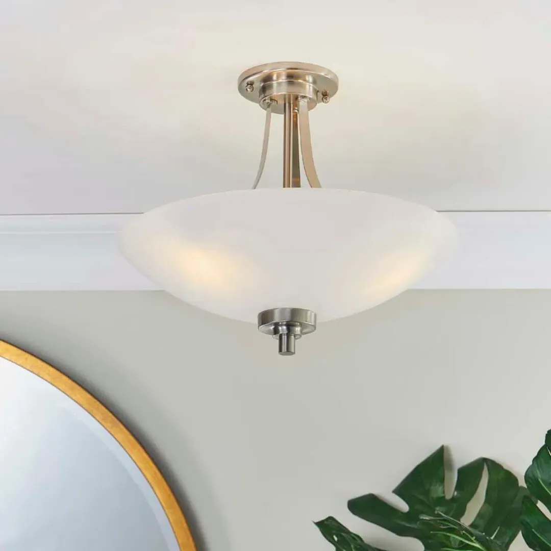 Welles Semi-Flush Ceiling Light - Satin Chrome, Glass product