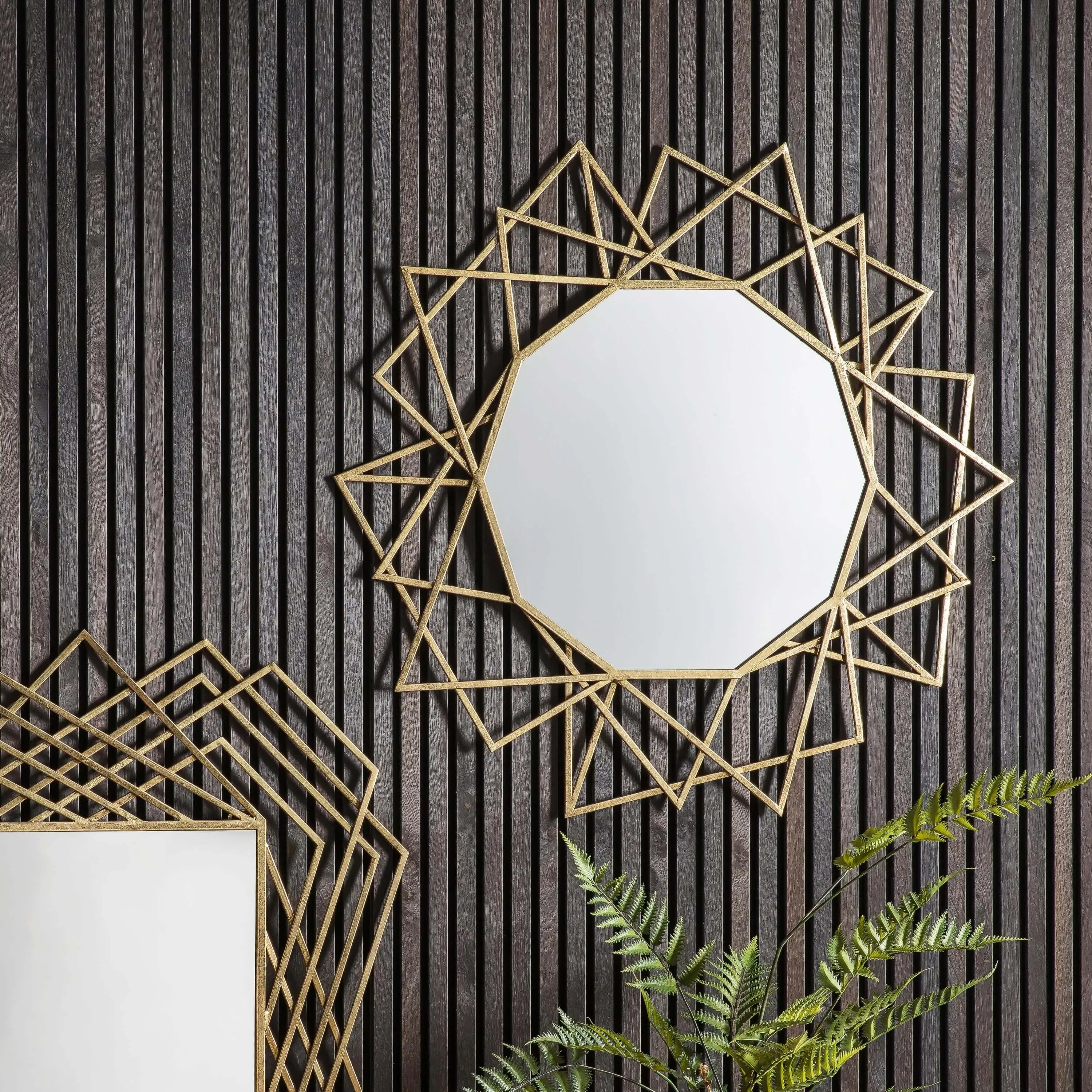 Wilbraham Round Geometric Mirror - Gold product