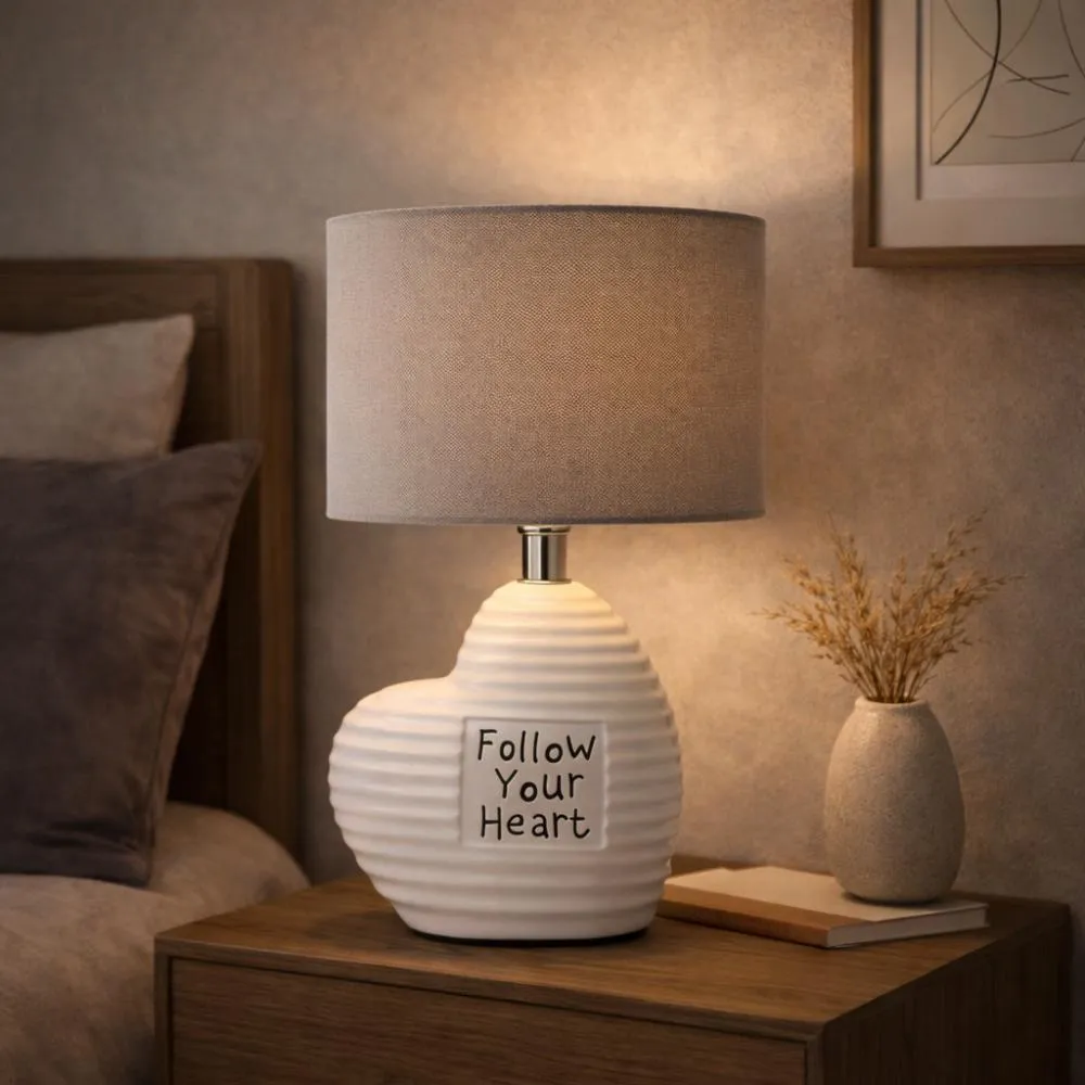 Willow Ceramic Table Lamp with Grey Shade product