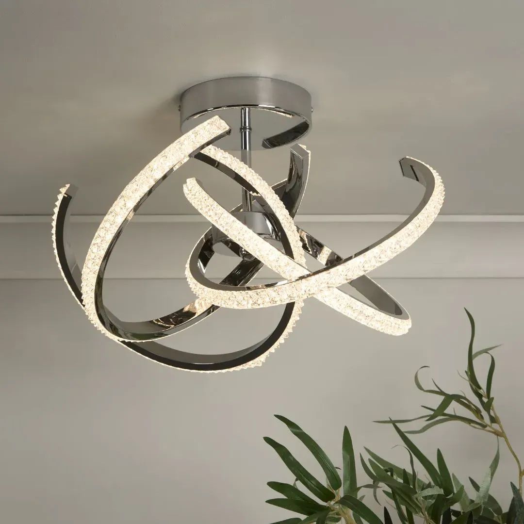 Wills Crystal LED Semi-Flush Ceiling Light - Chrome, Acrylic product