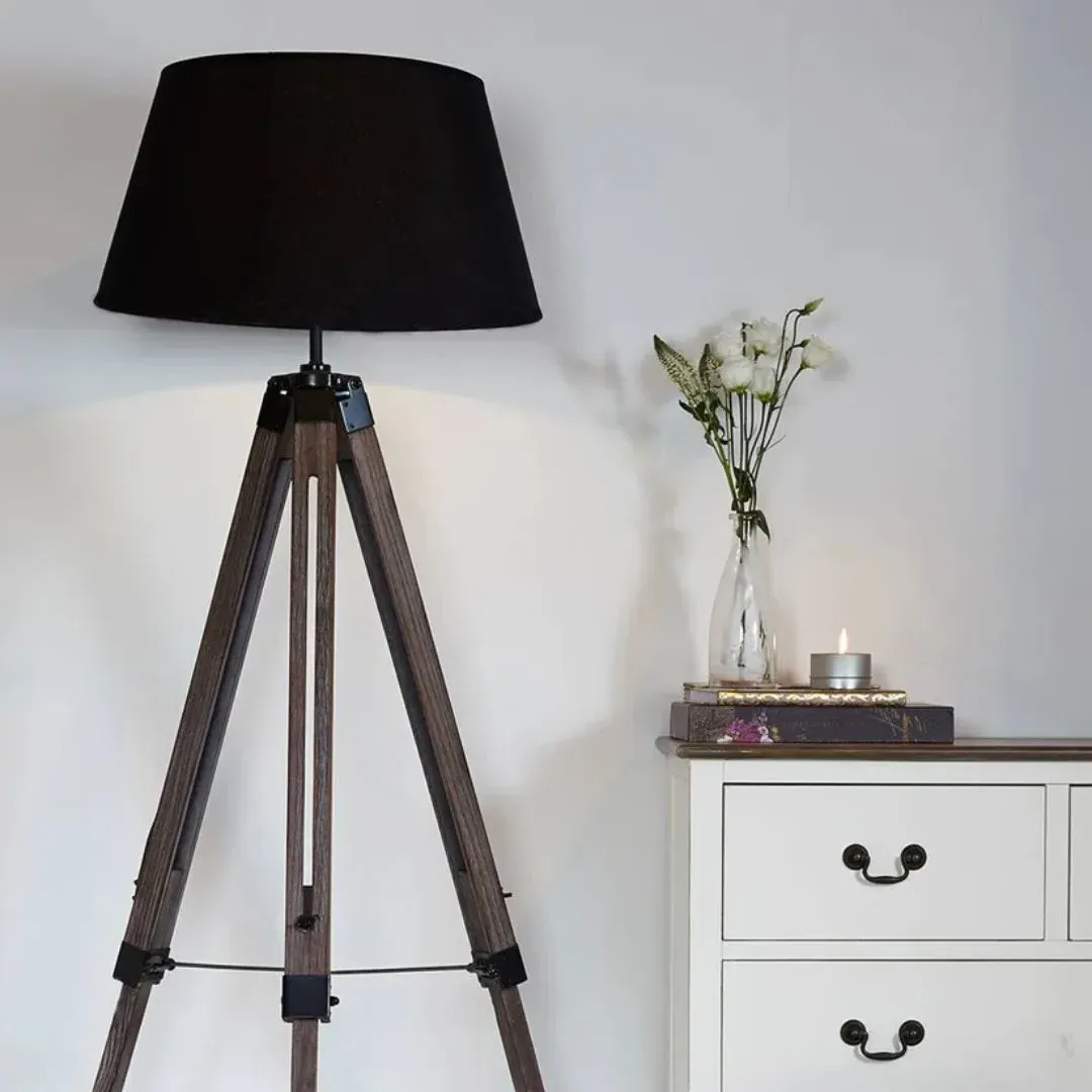 Windsor Tripod Floor Lamp - Black, Wood and Metal product