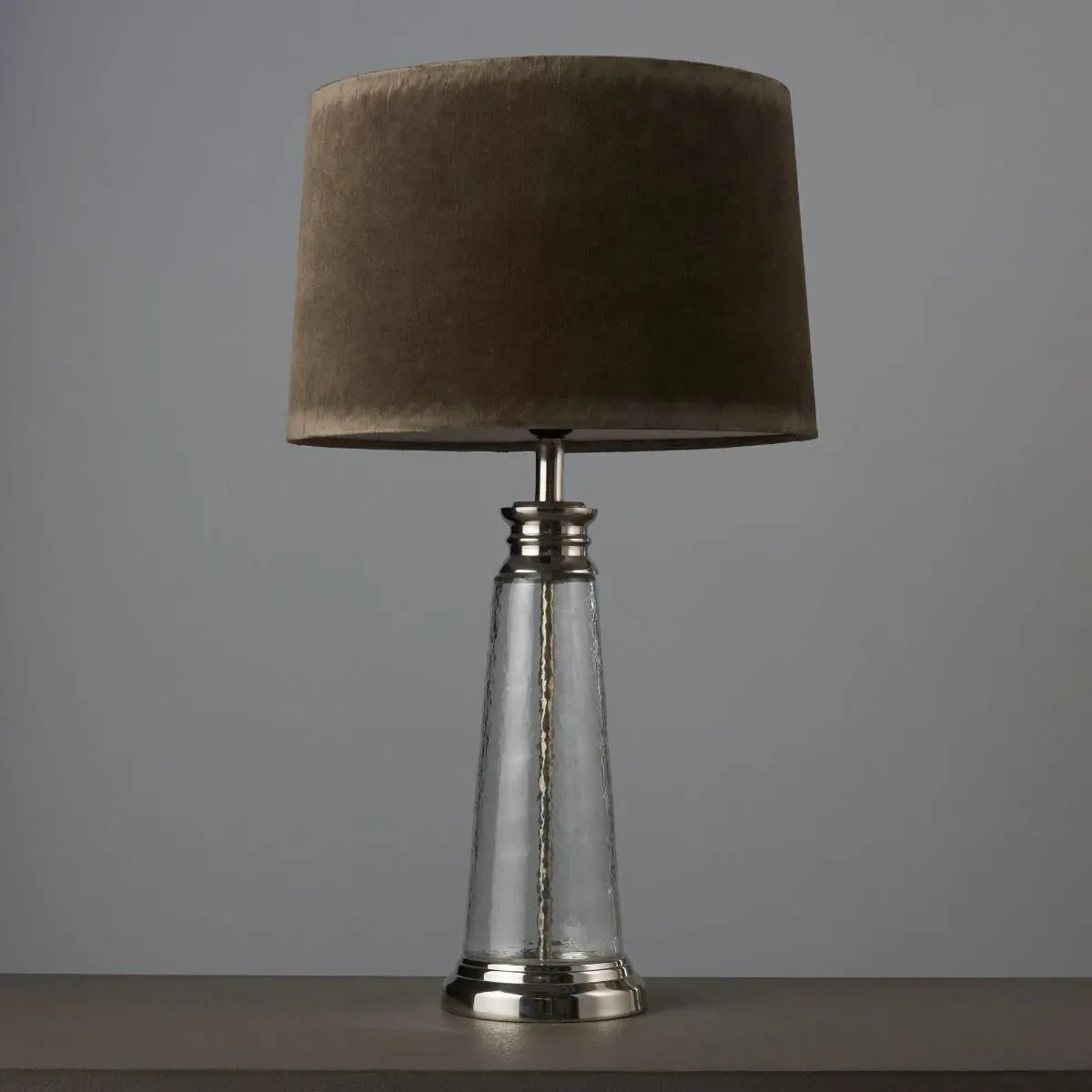 Winslet Table Lamp - Grey Velvet, Hammered Glass product