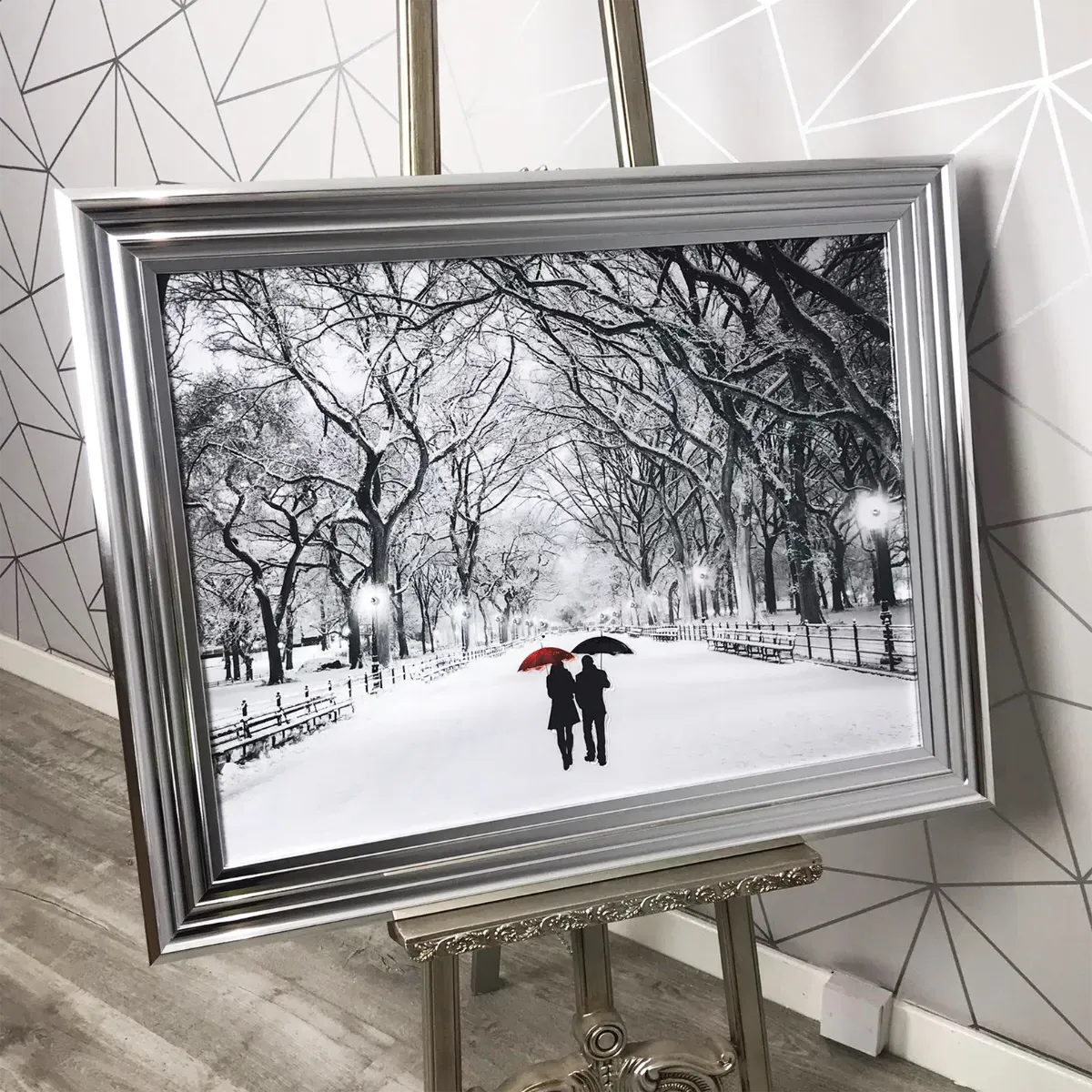 Winter Walk Liquid Art with Chrome Frame - 80x60cm product