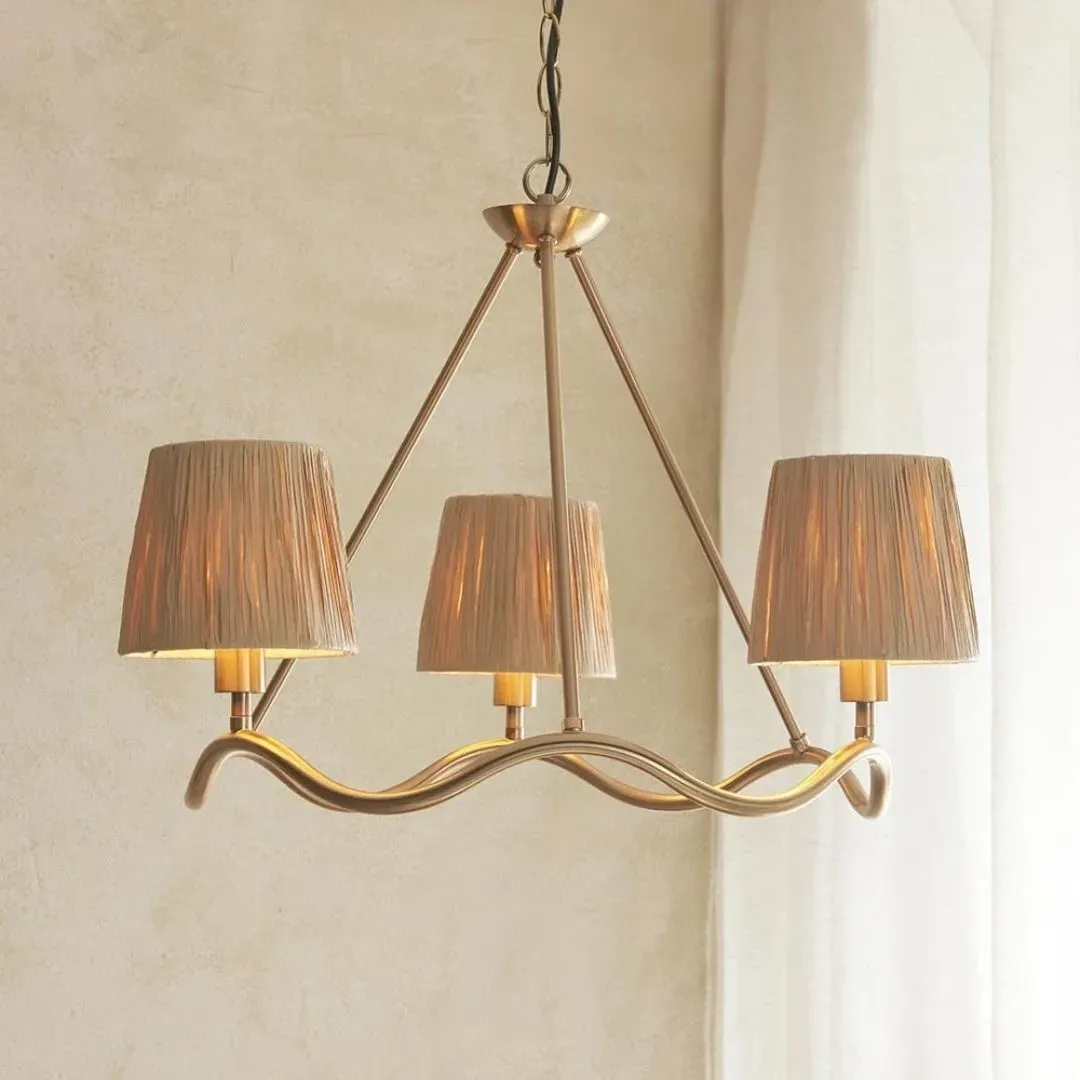 Wriggle 3-Light Pendant Ceiling Light - Brass, Raffia product