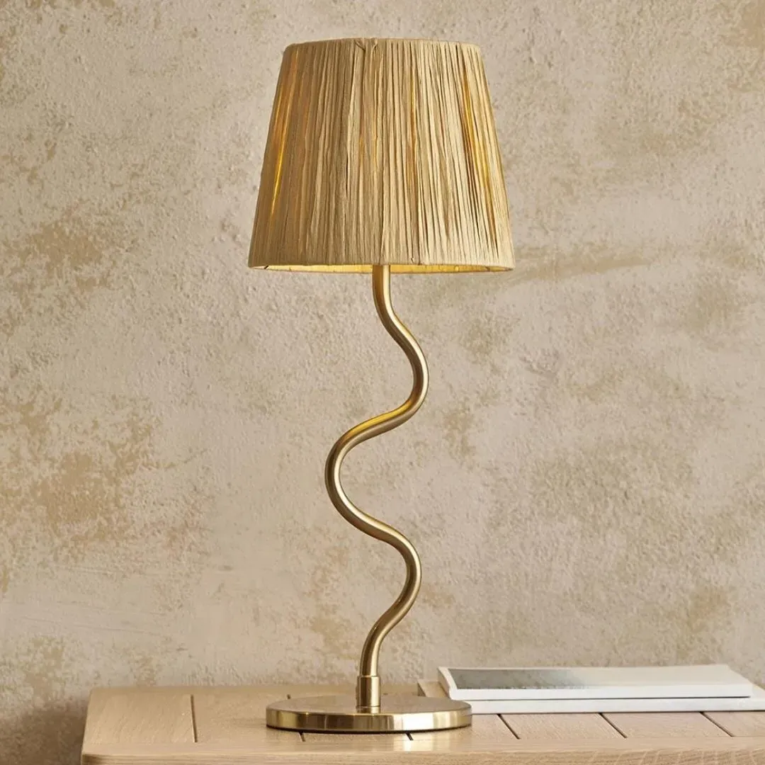 Wriggle Table Lamp - Brass, Raffia product